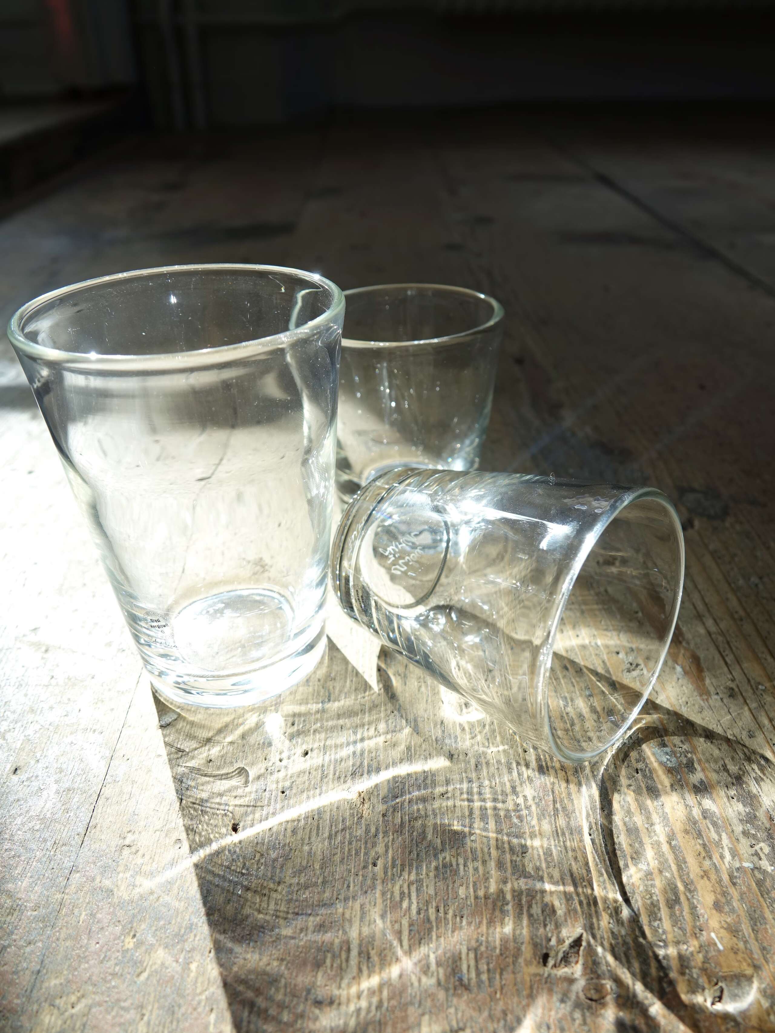 glass on table 