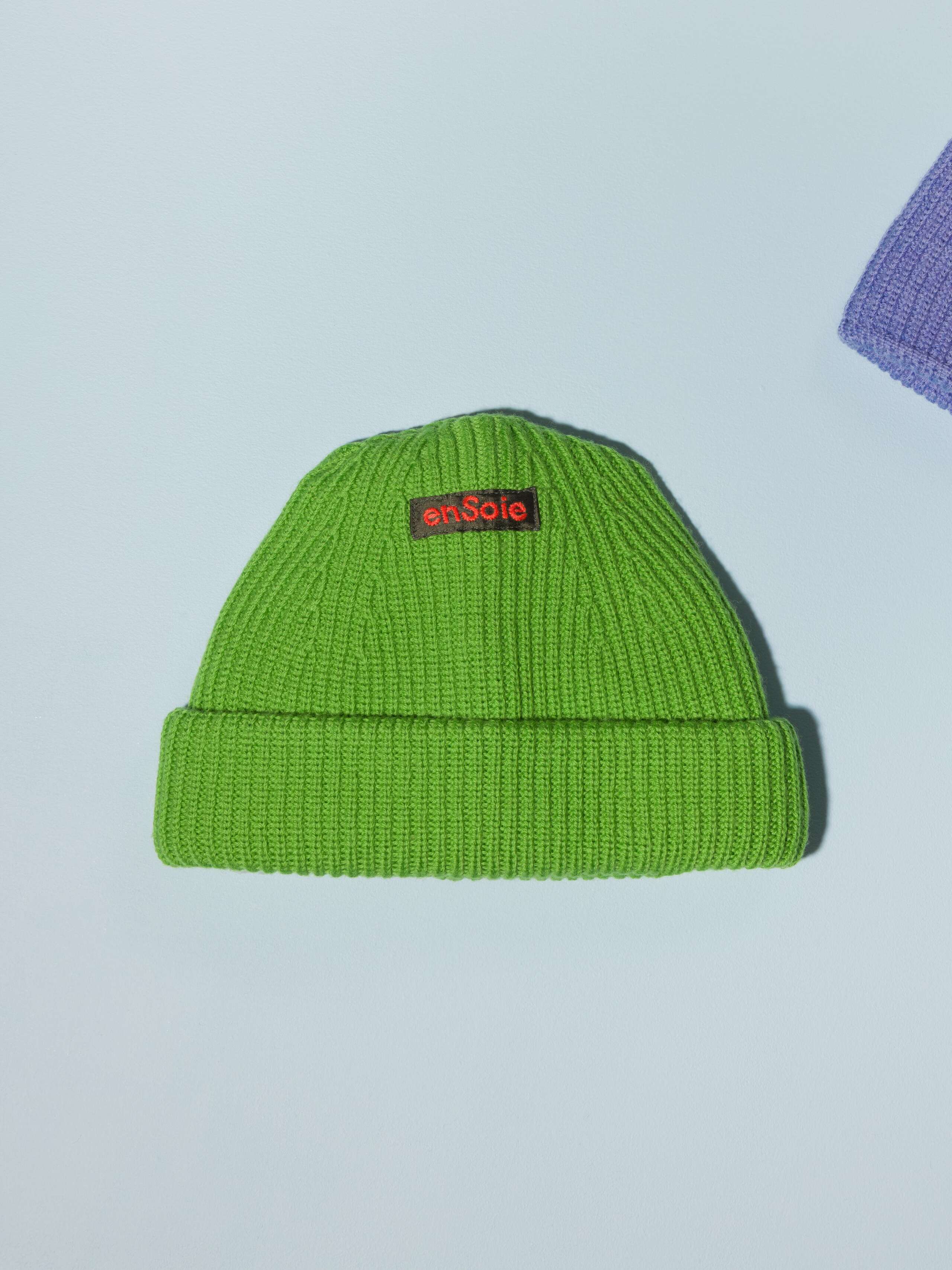 Picture of a green merino wool beanie