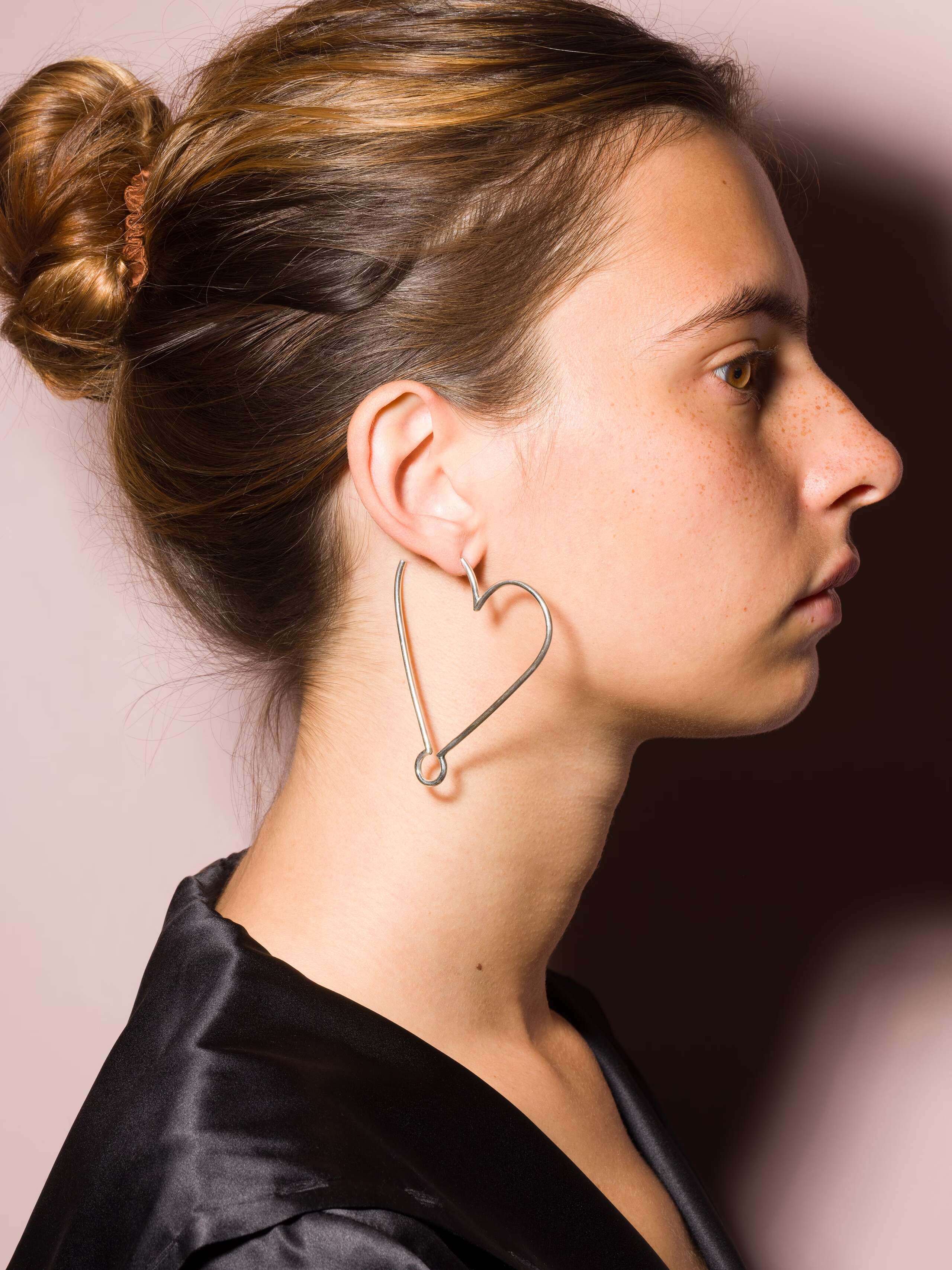 picture of the alma heart hoop earring in sterling silver