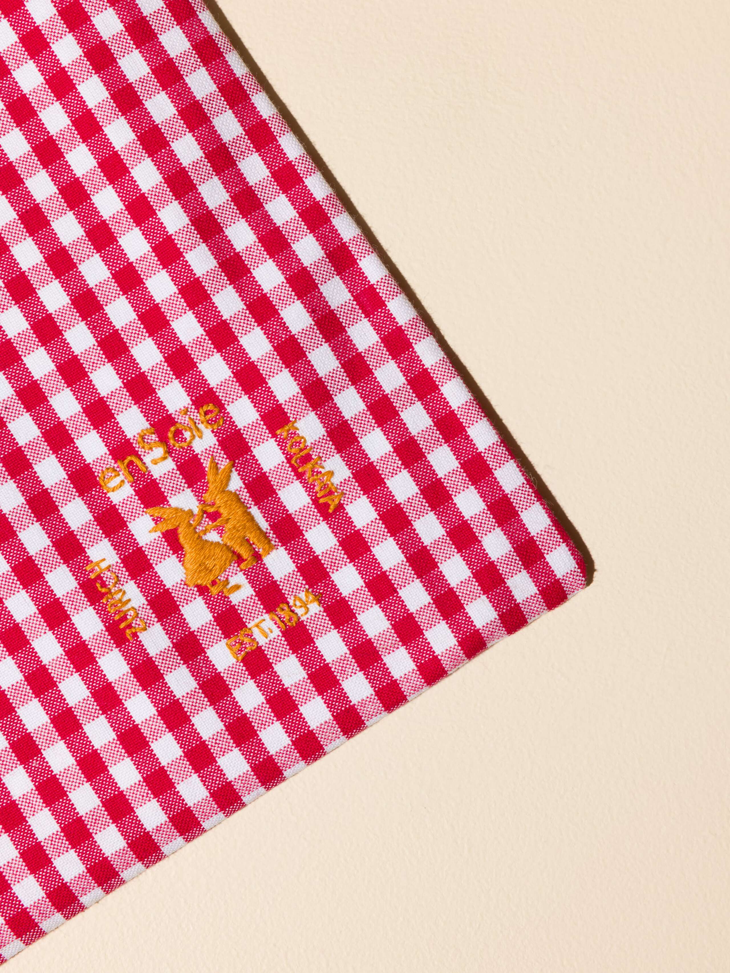 Close up picture of red carry all bag