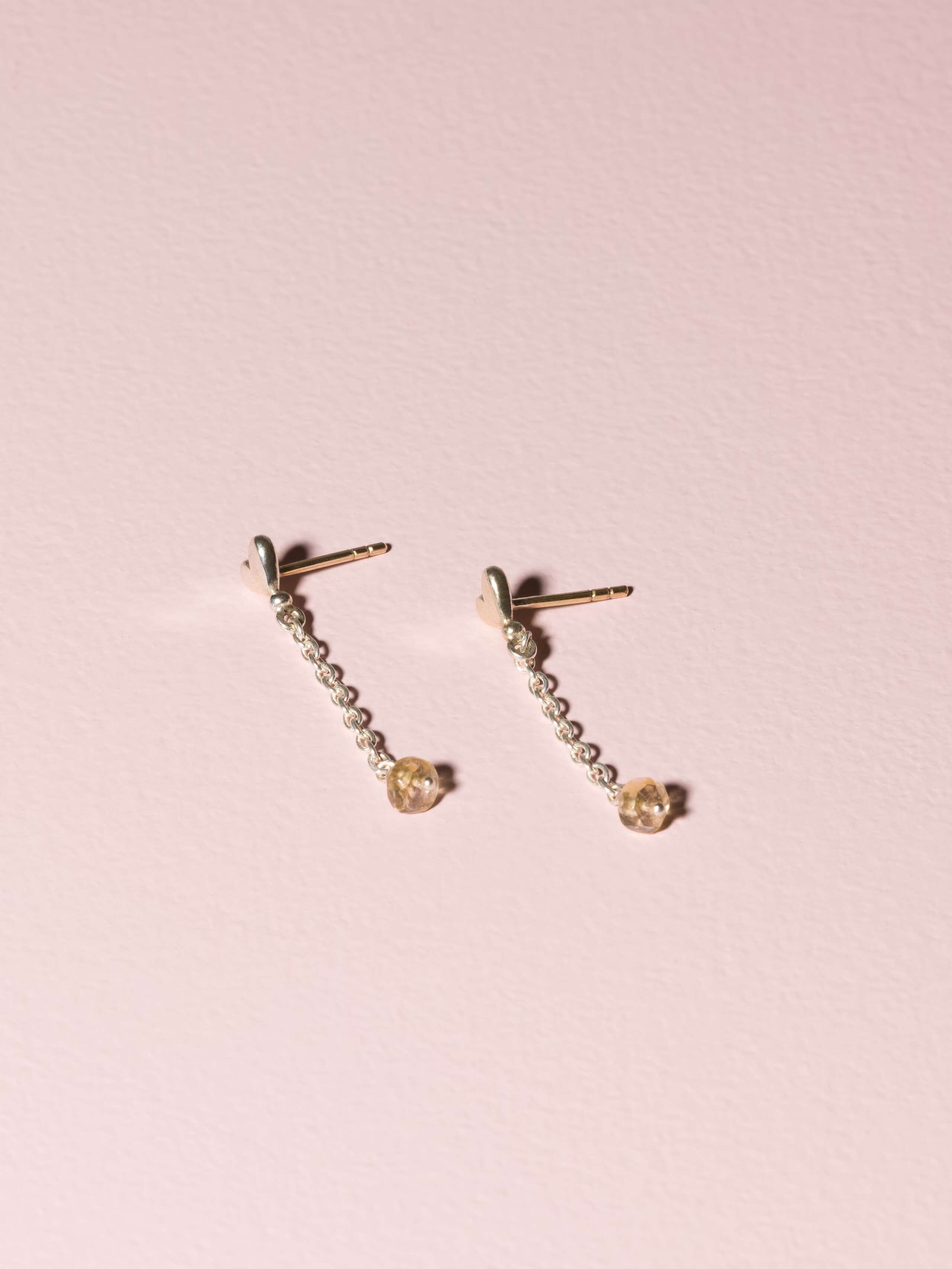 Zoe ear studs silver and citrine stone