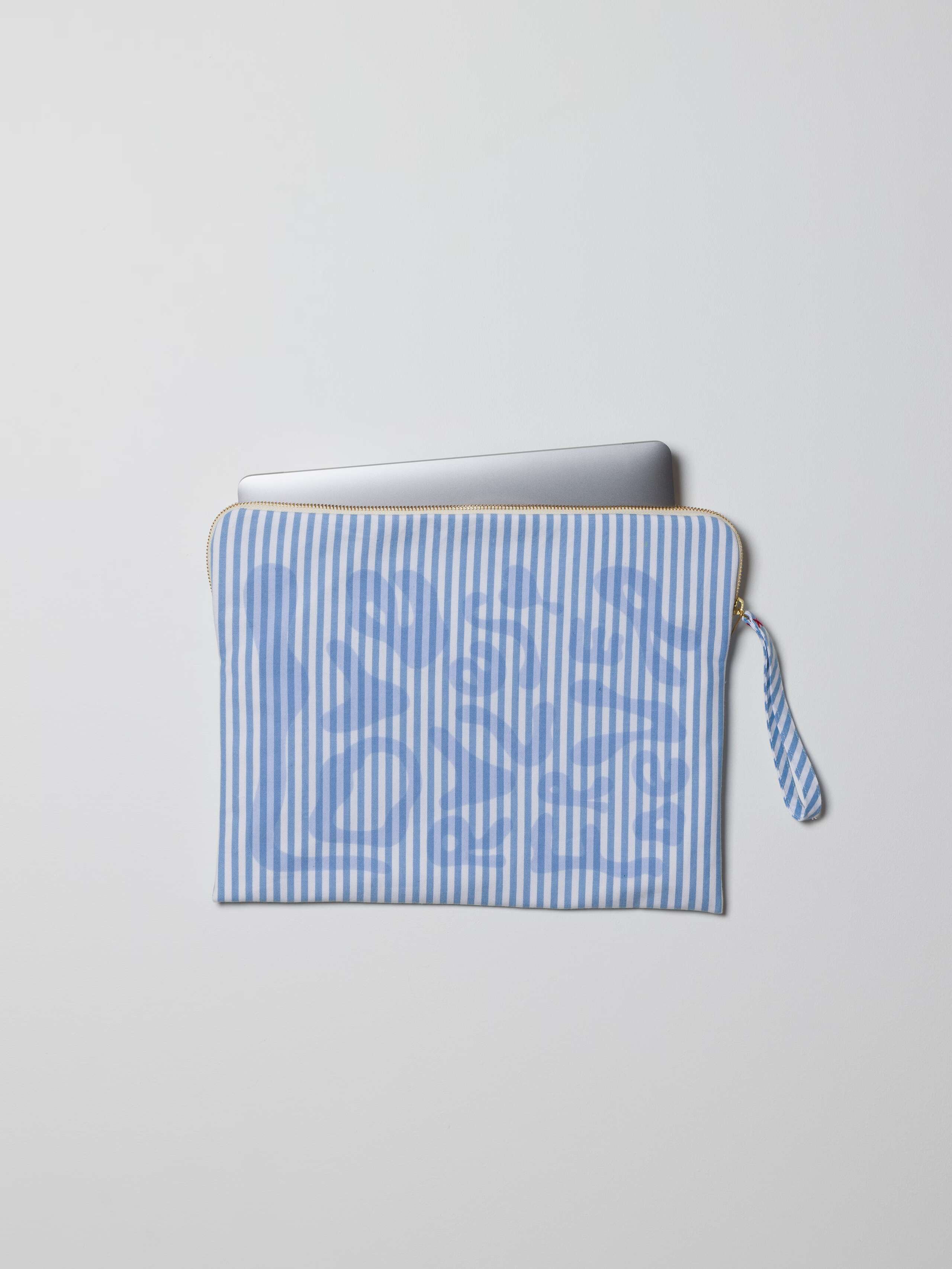 Jules laptop case striped cerulean light blue