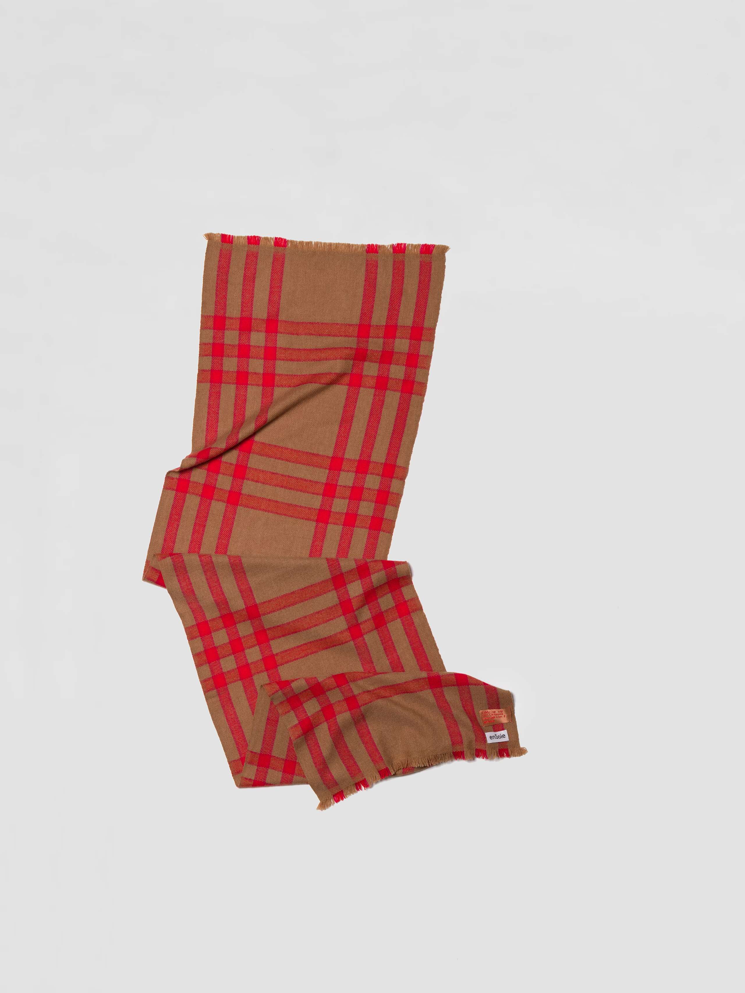 Jukka cashmere scarf in Giddy-Up Brown Red check