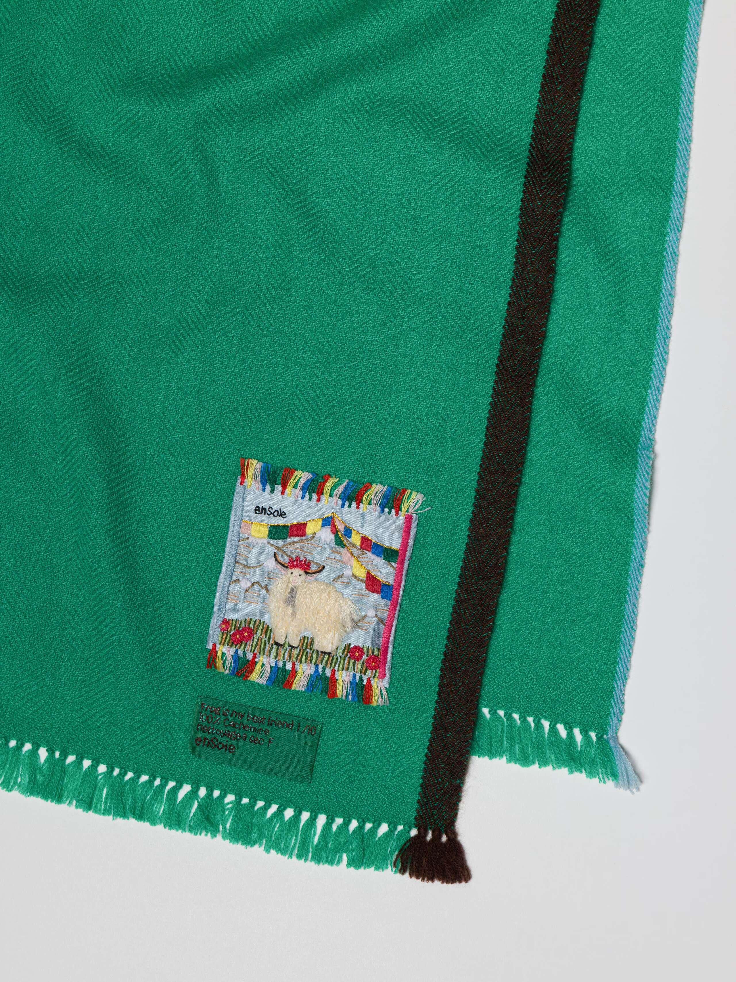 Blia 100 Cashmere stole in Frog is my best friend green