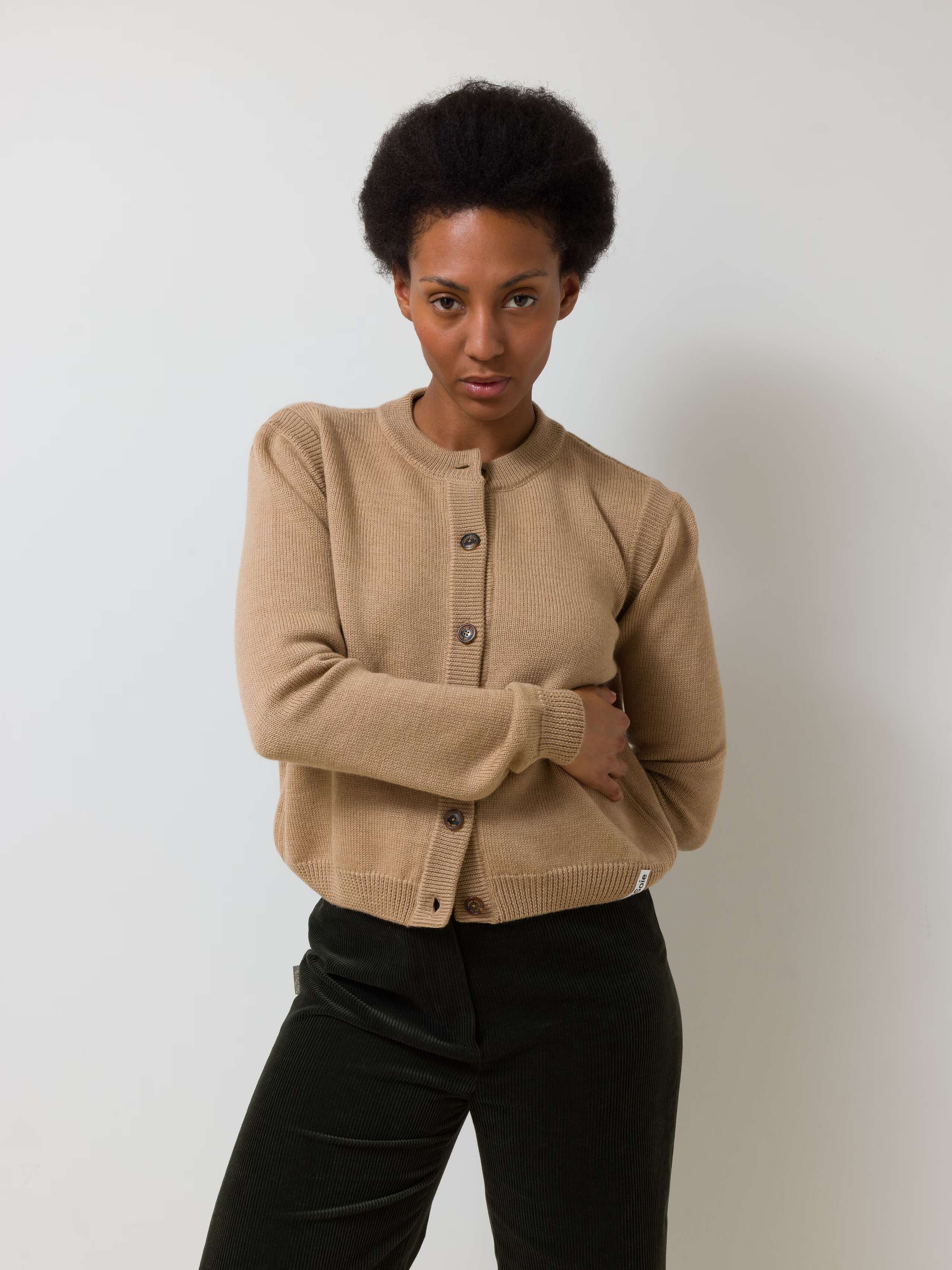 Bora cardigan hay beige wool knitted