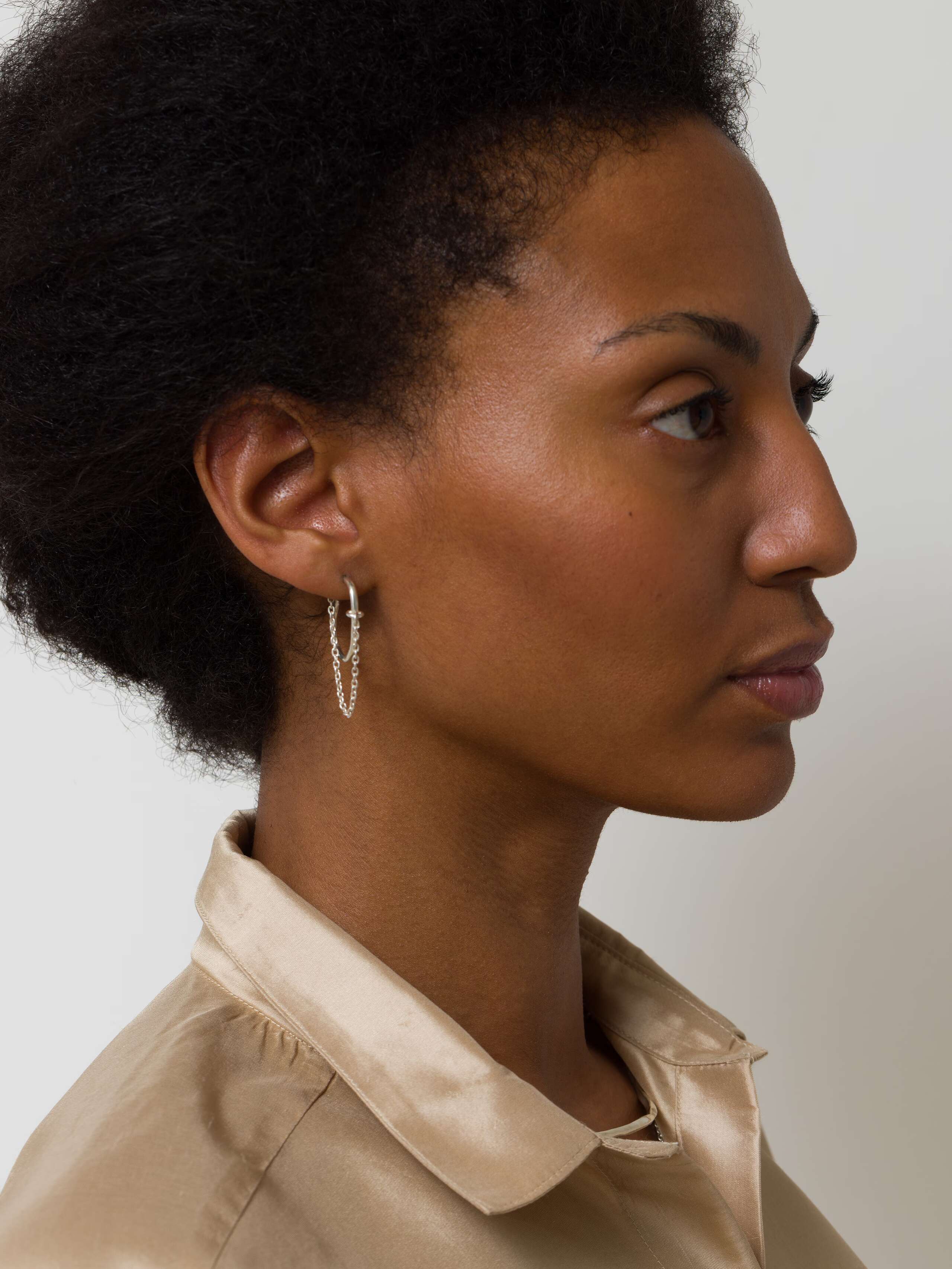 Liquid creole pair studs in sterling silver