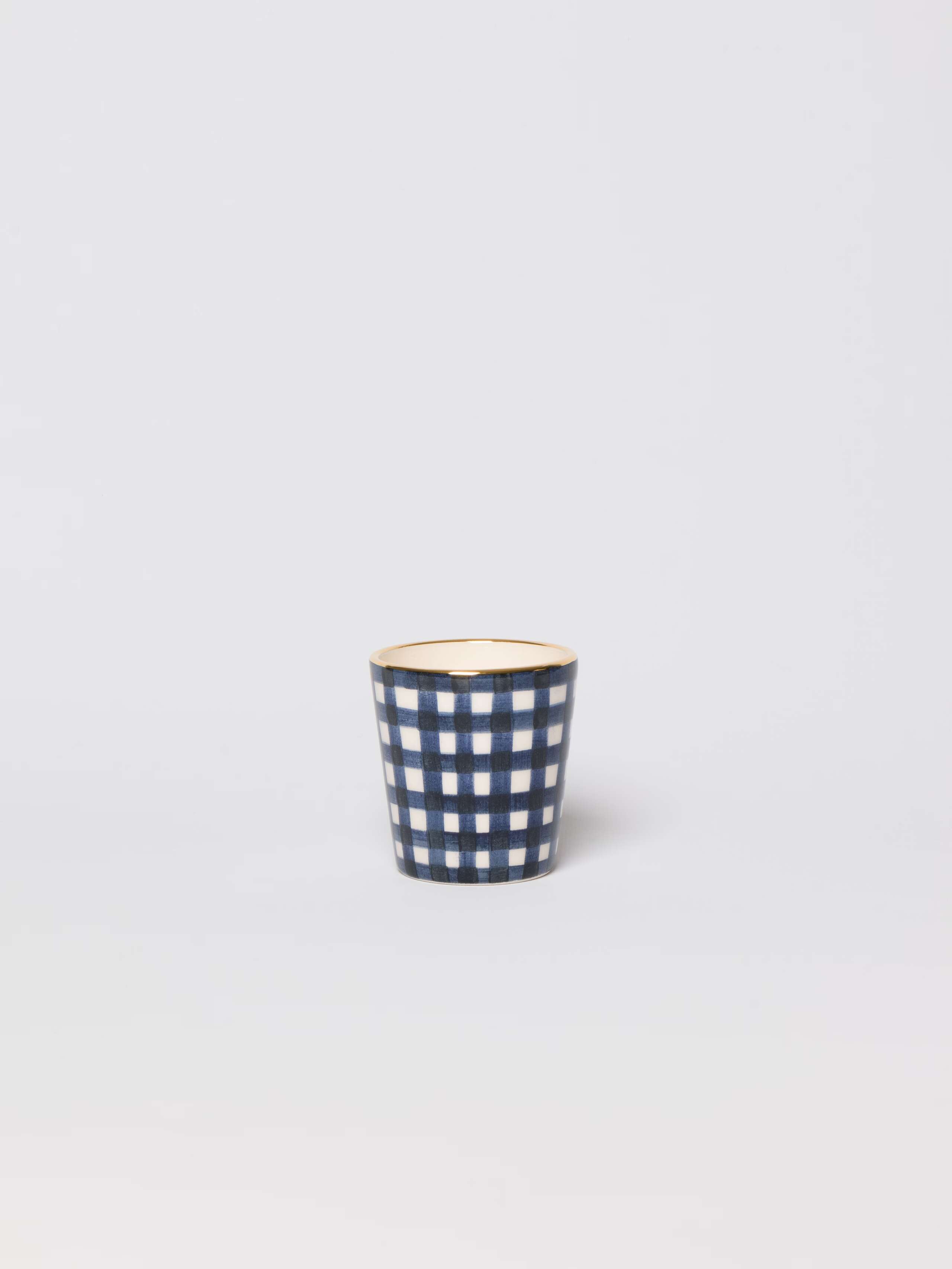 Sourire cups in vichy pattern hand painted navy blue three sizes