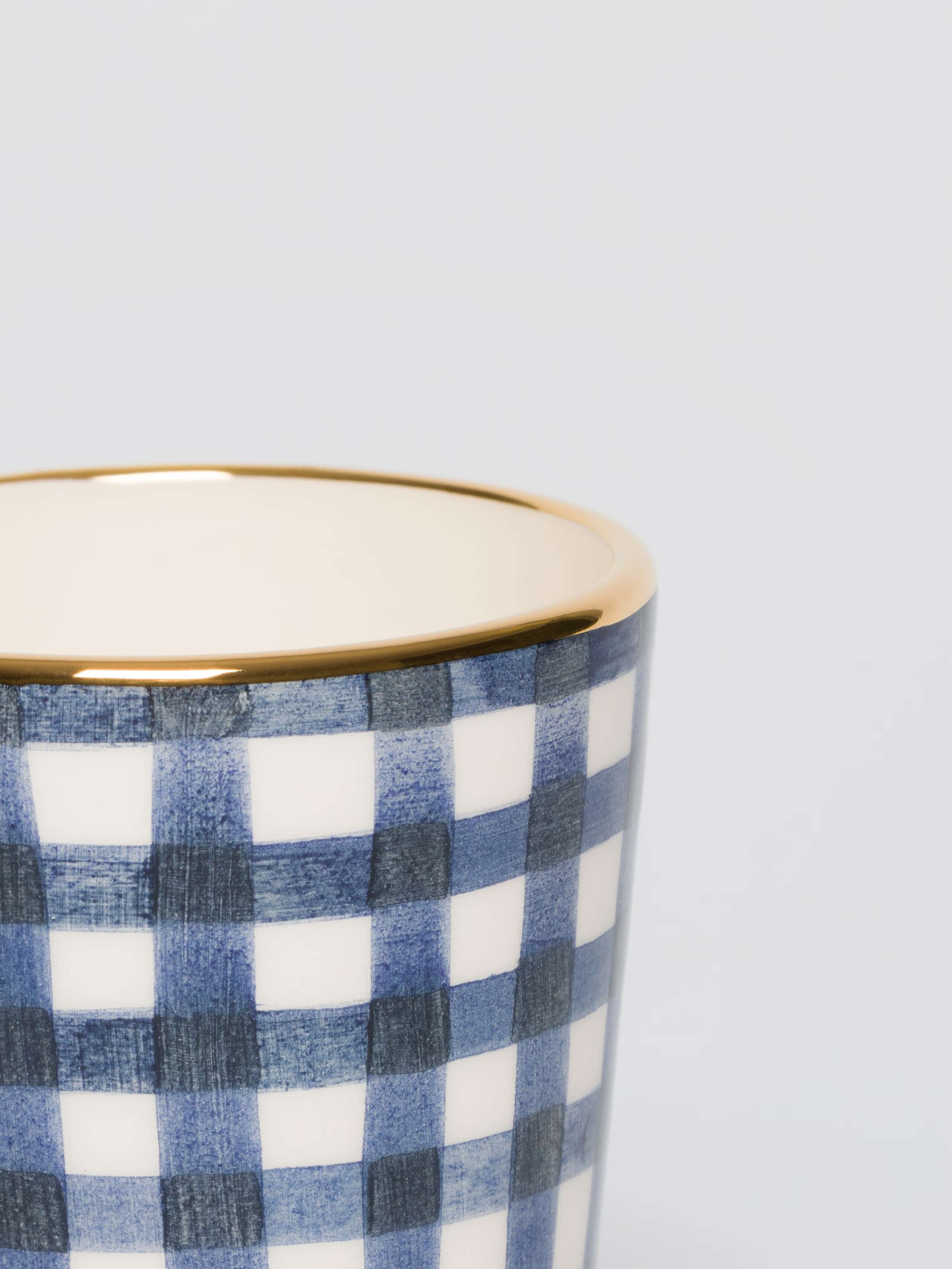 Sourire cups in vichy pattern hand painted navy blue three sizes