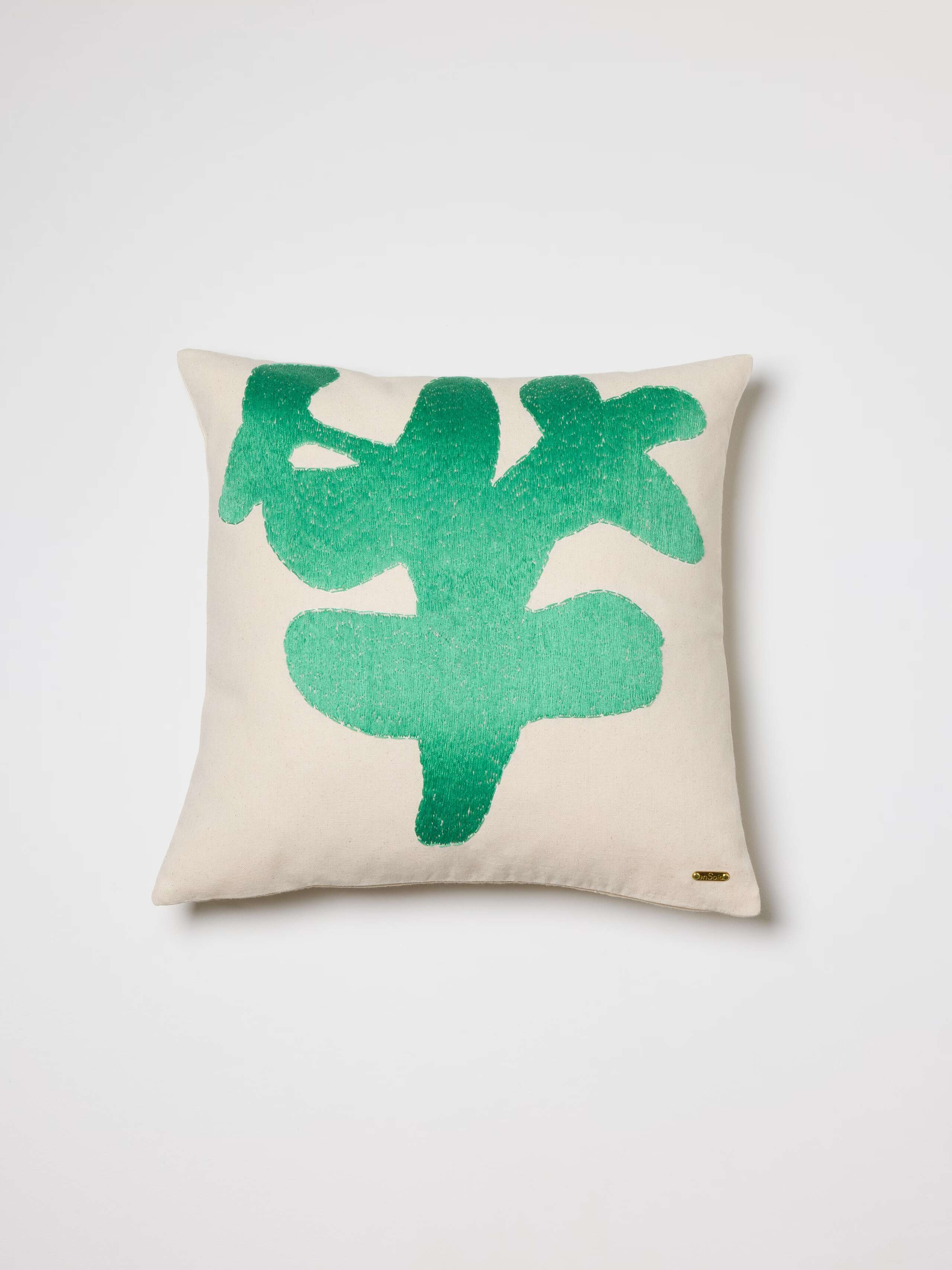 Mila pillow cover abstract embroidery pillow cover cotton canvas green
