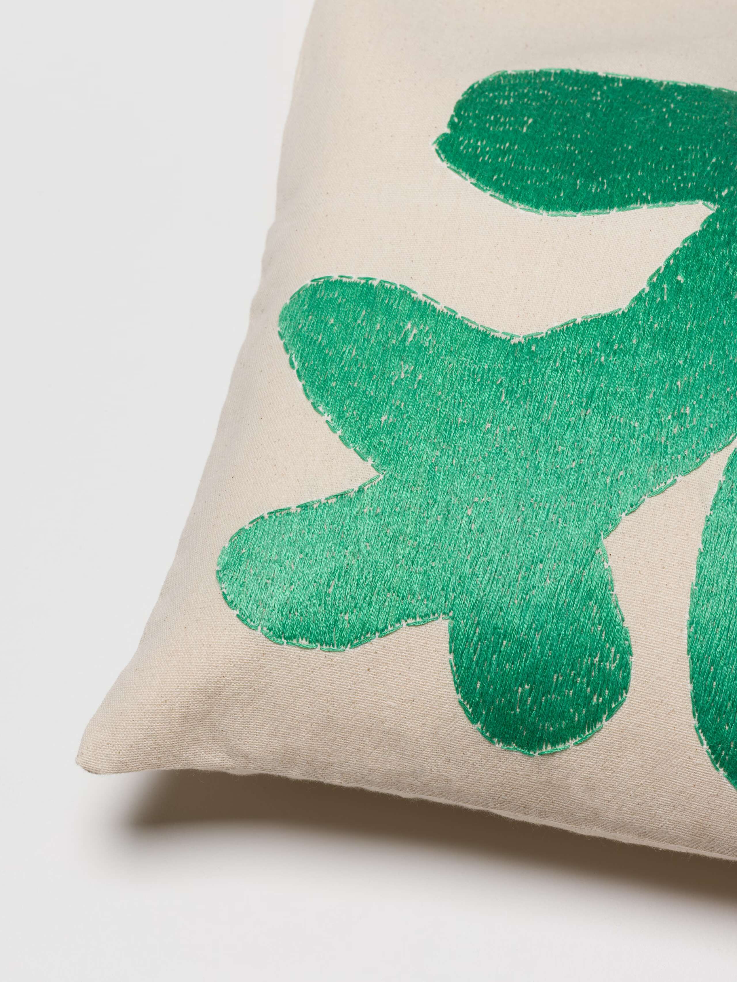 Mila pillow cover abstract embroidery pillow cover cotton canvas green
