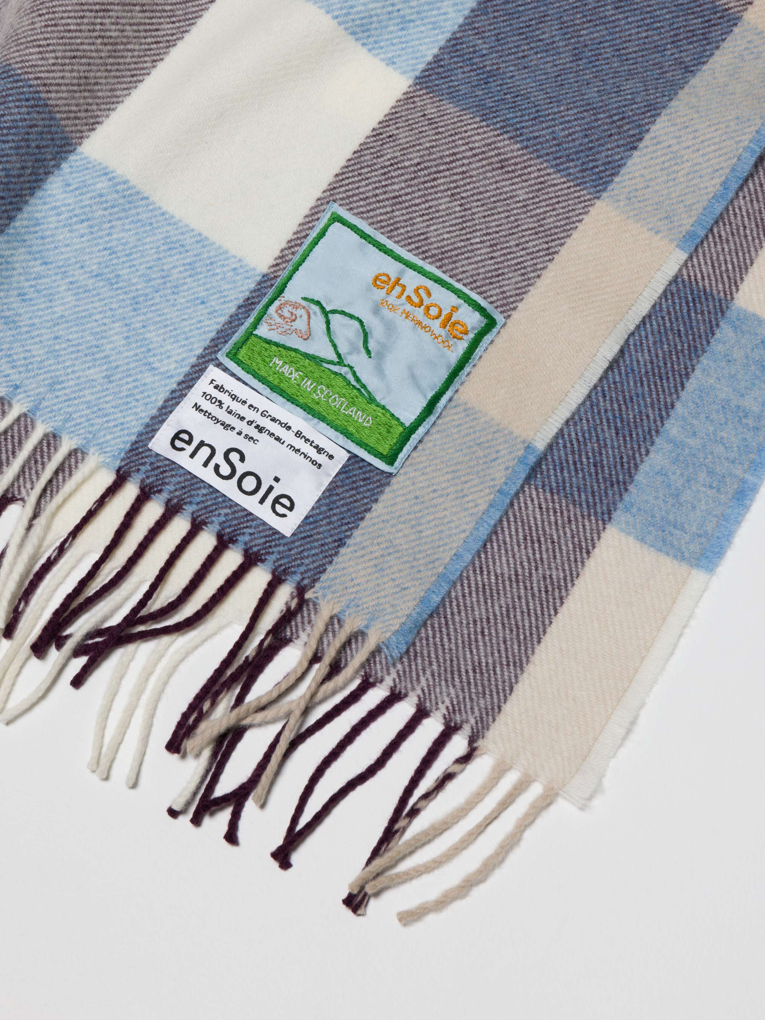 Wool blanket James in Vichy two tones Grape and Blue