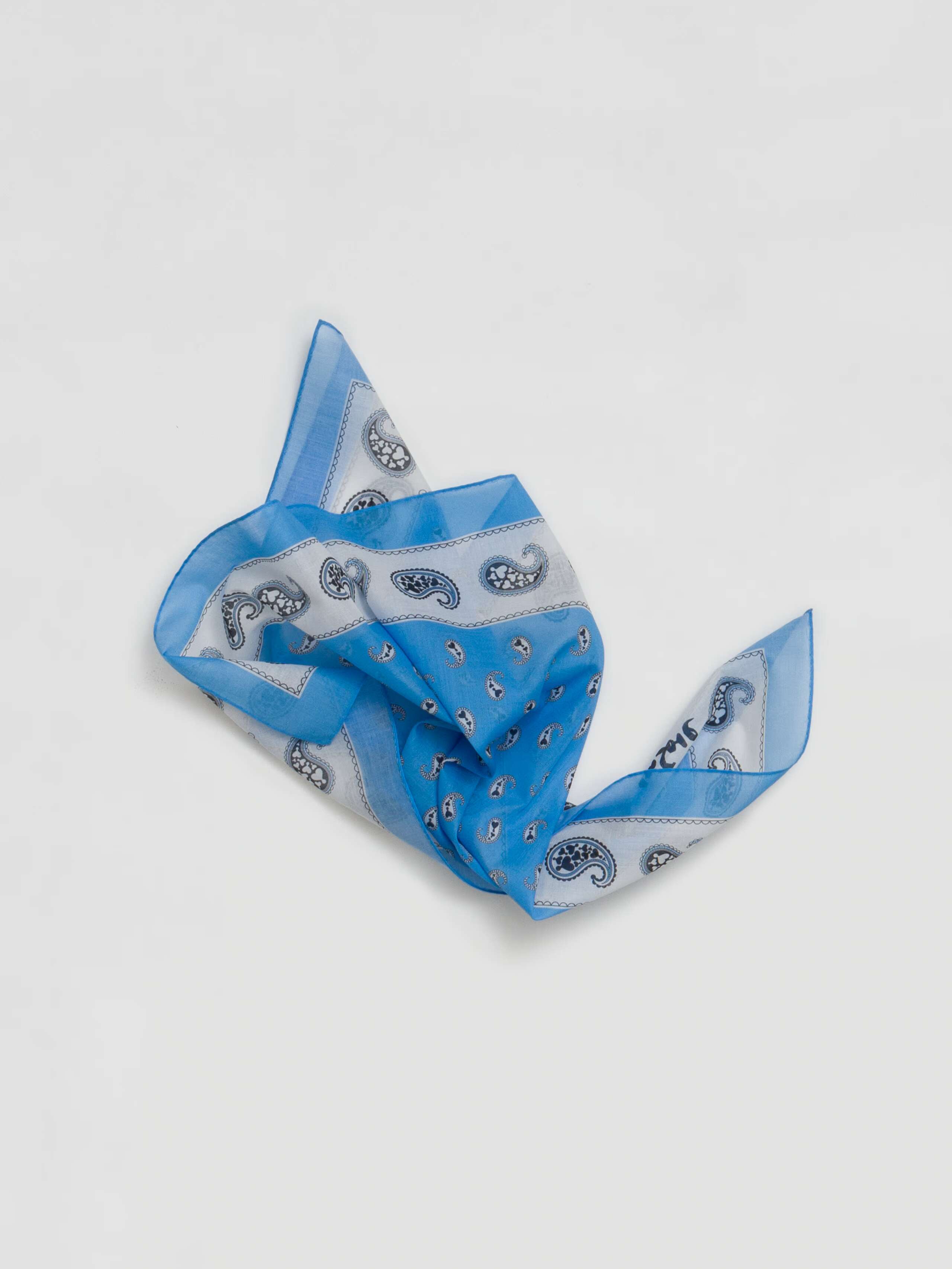 Paisley light cotton voile foulard in light blue