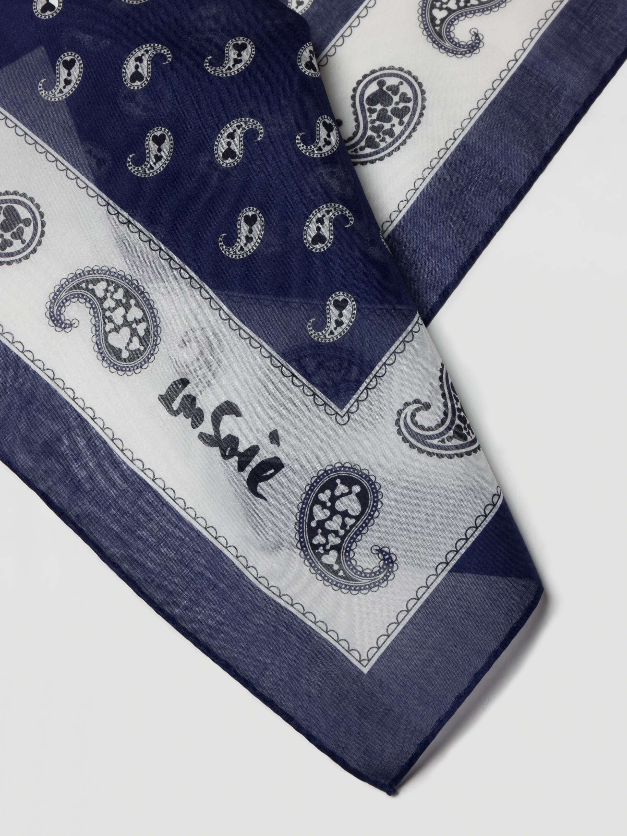 Paisley light cotton voile foulard in navy