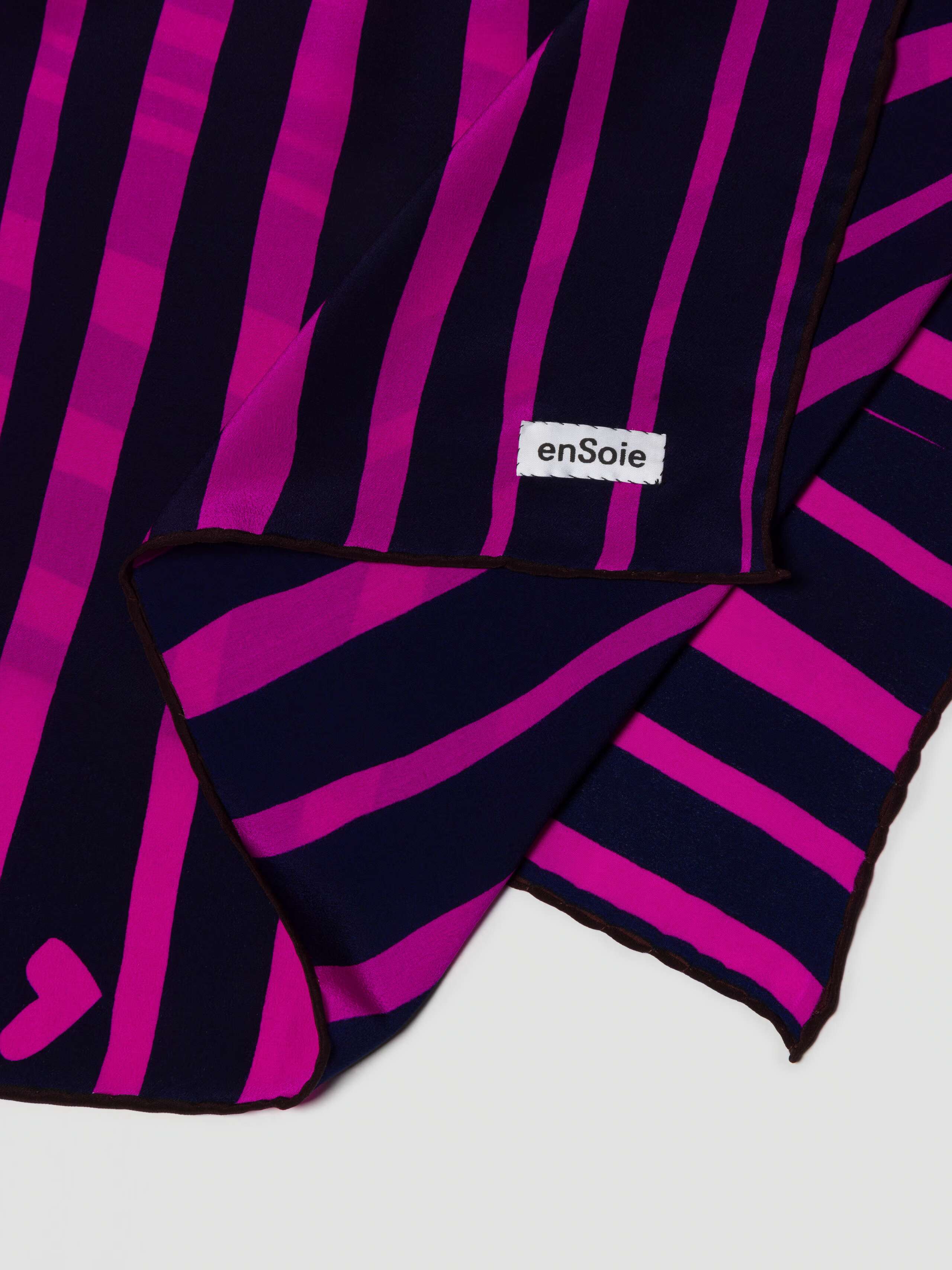 Stripes foulard printed silk in pink and blue