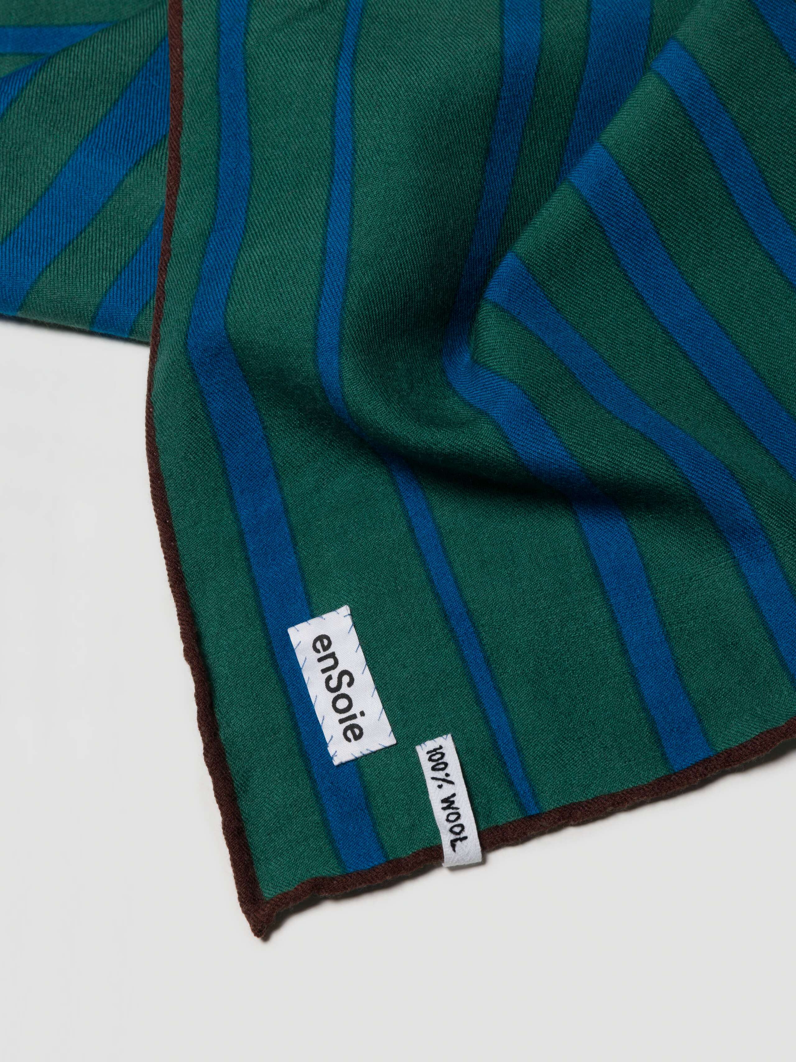 Picture of the wool foulard stripes print in green and blue