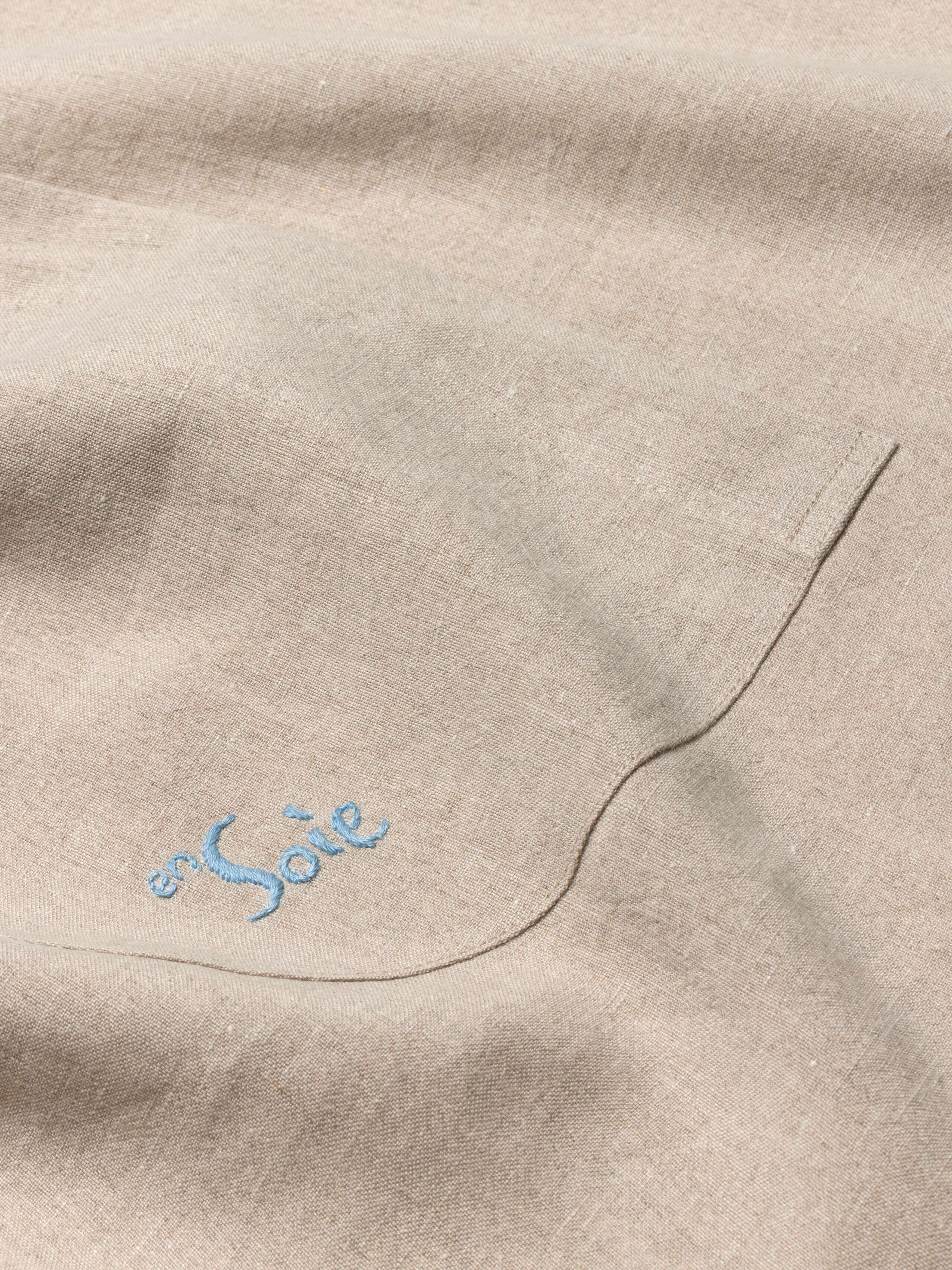 Linen Ina apron with embroidered flowers hand-made 