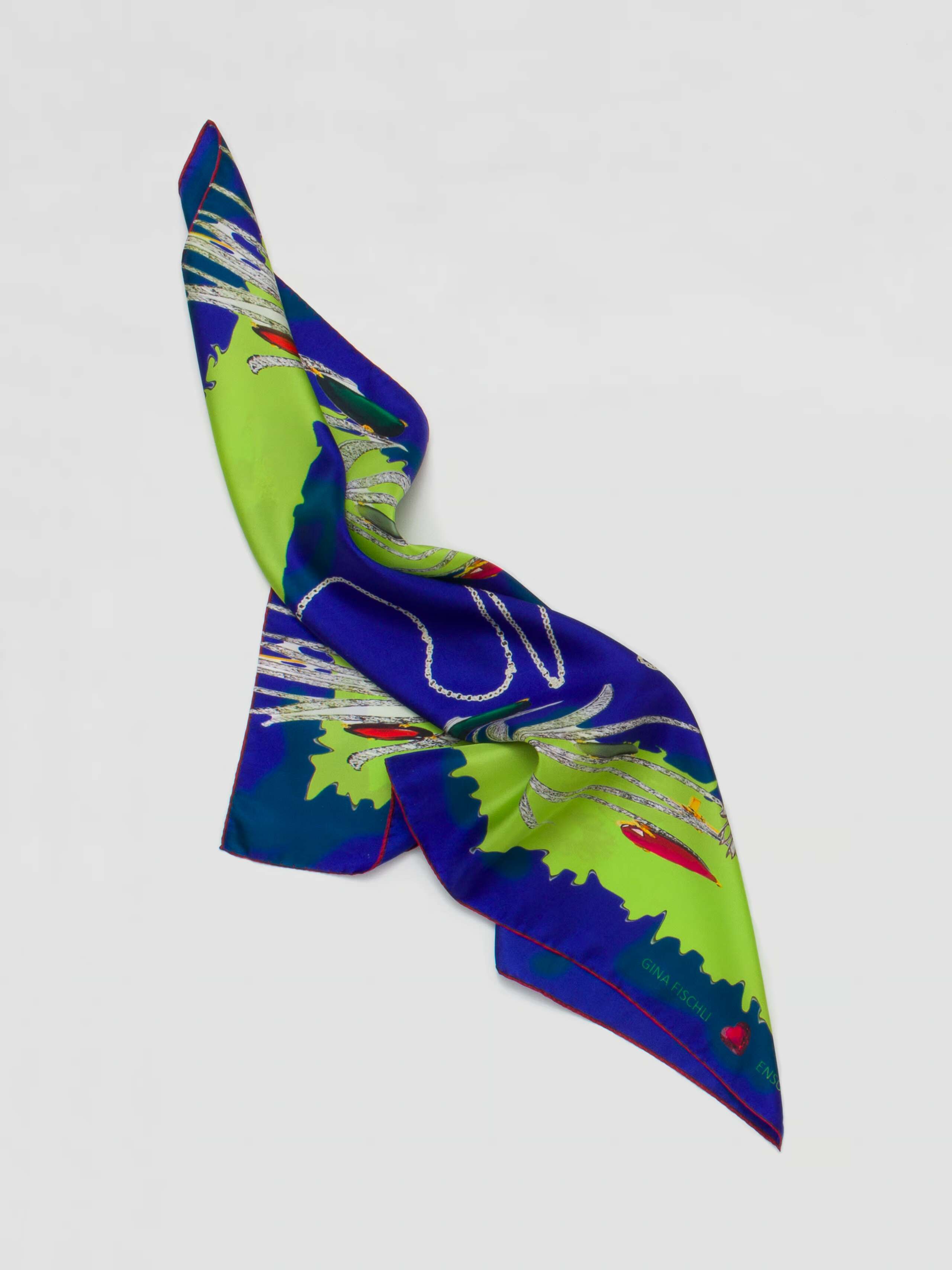 Gina Fischli x enSoie collaboration Foulard in Blue and green
