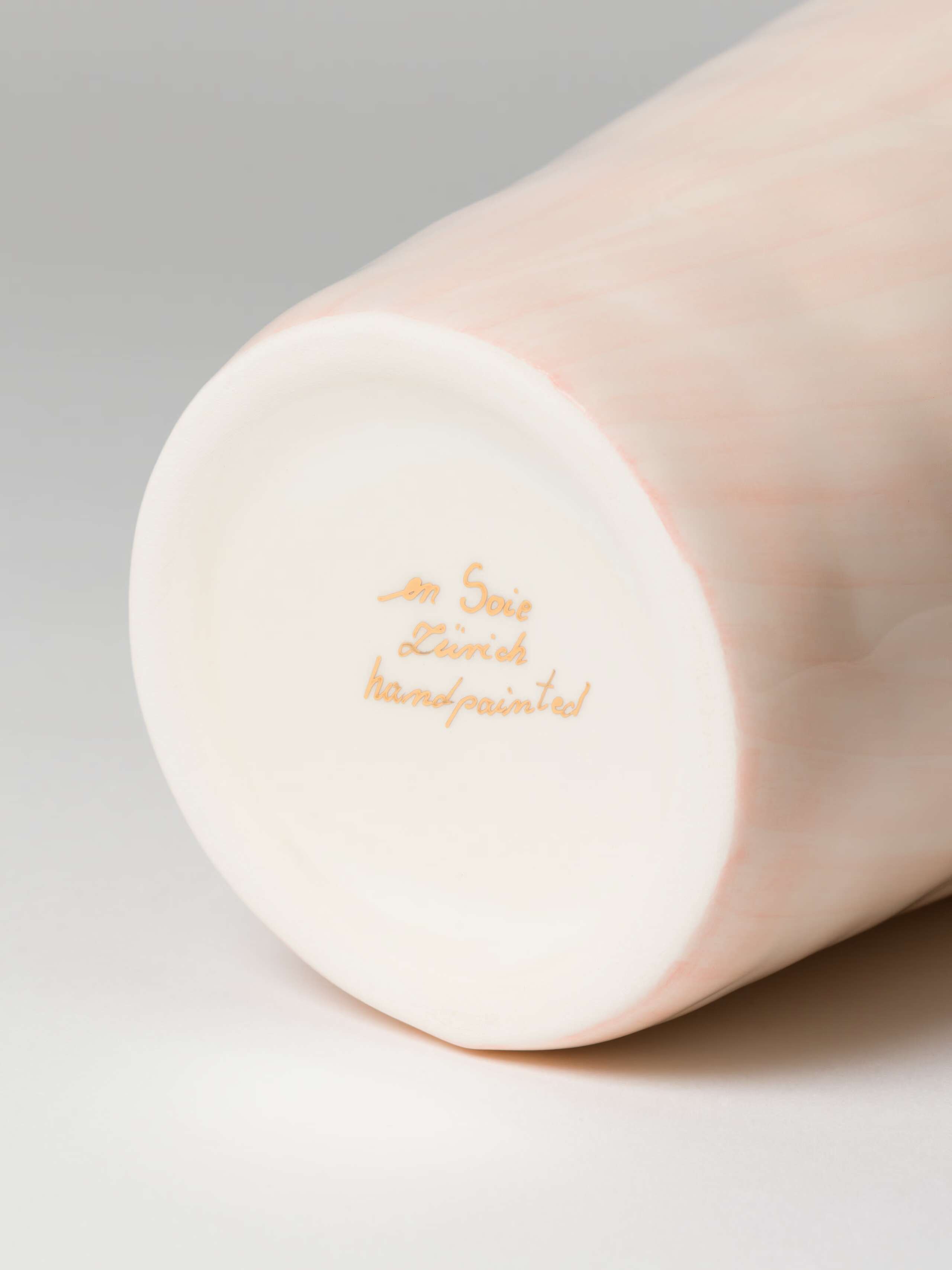 Slim Vase in unicolour Candy pink two sizes with gold rim handmade