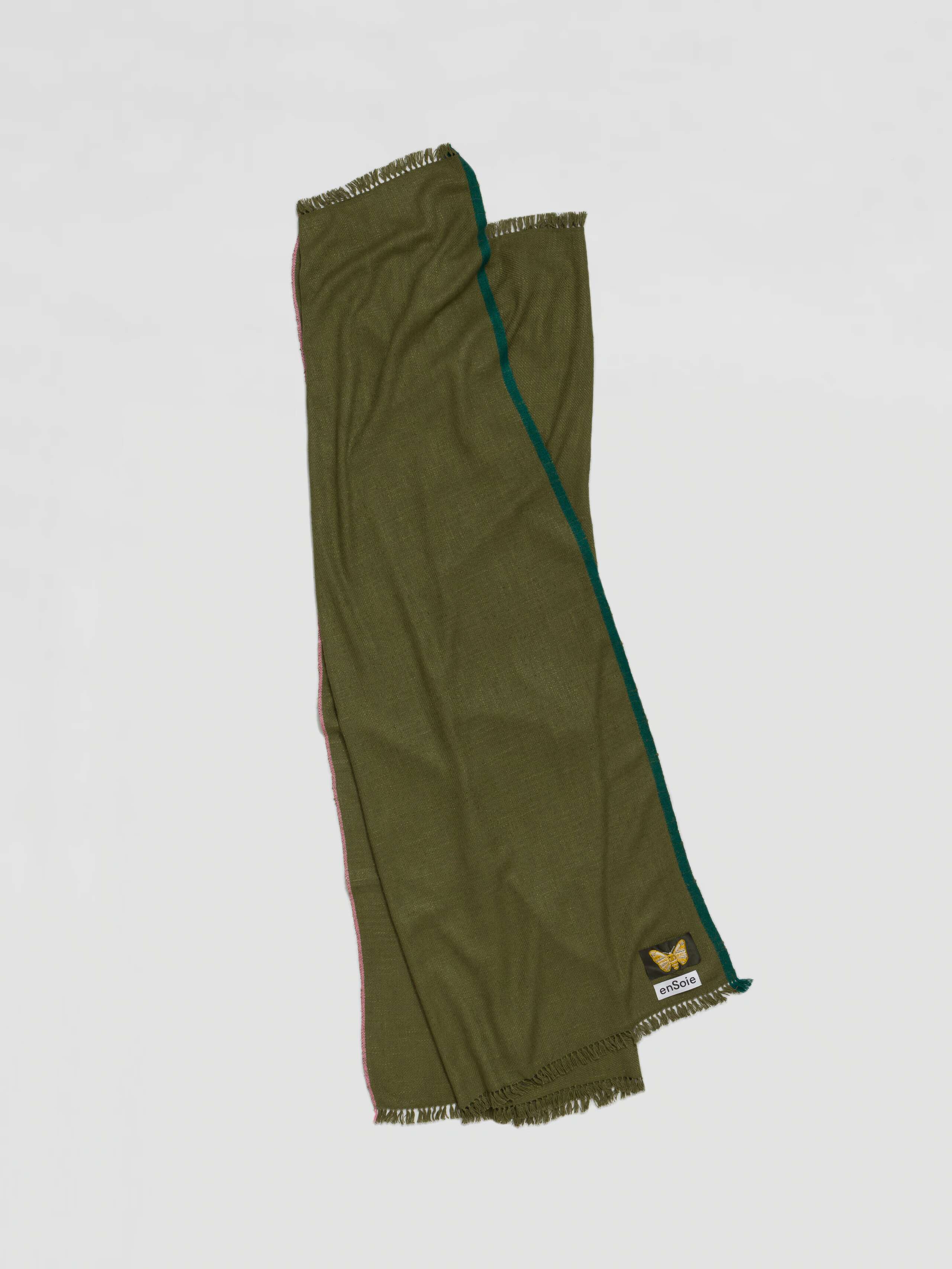 Picture of the square Blia handspun silk stole in green