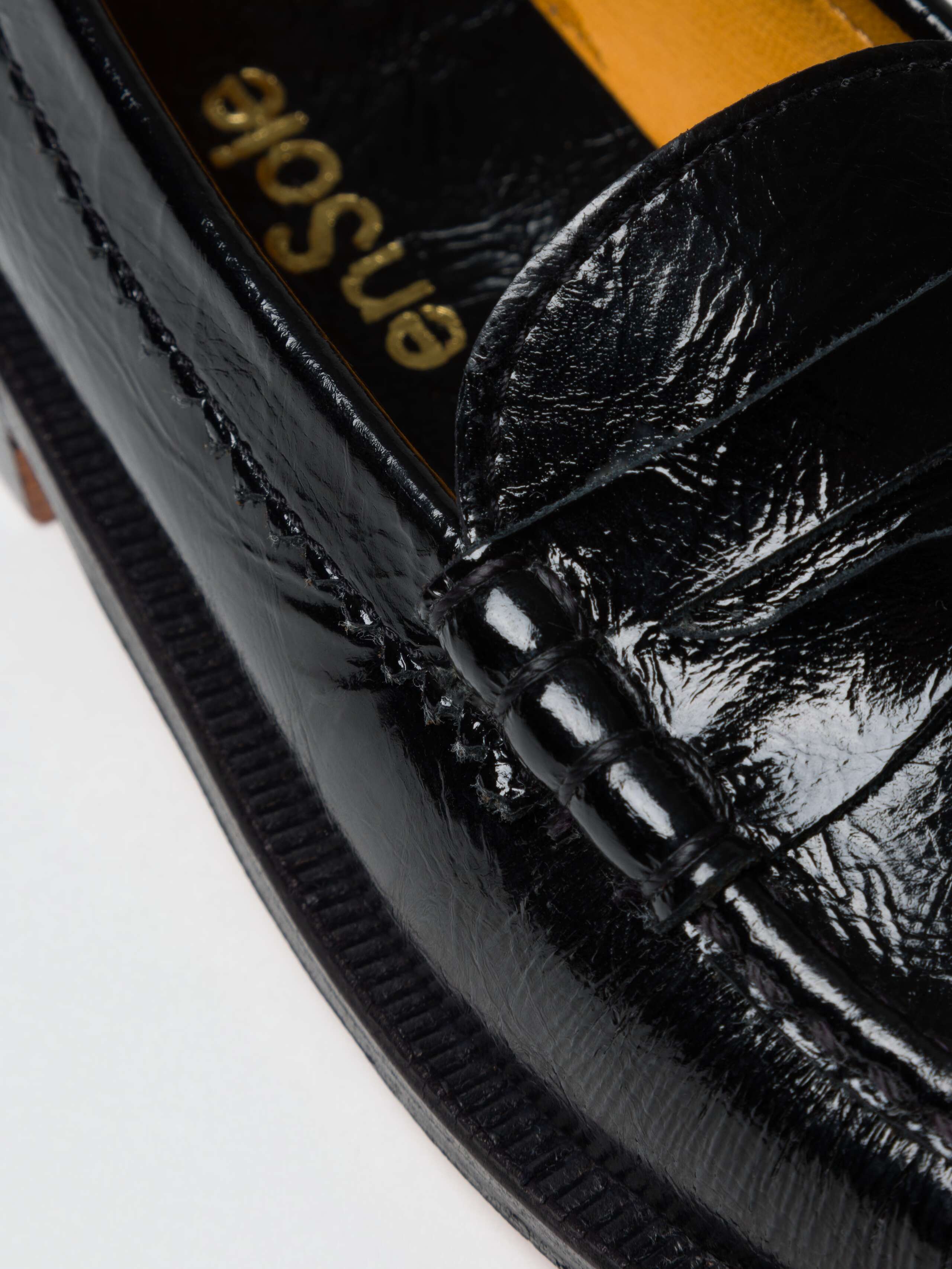 Pair of patent leather loafers in black handmade