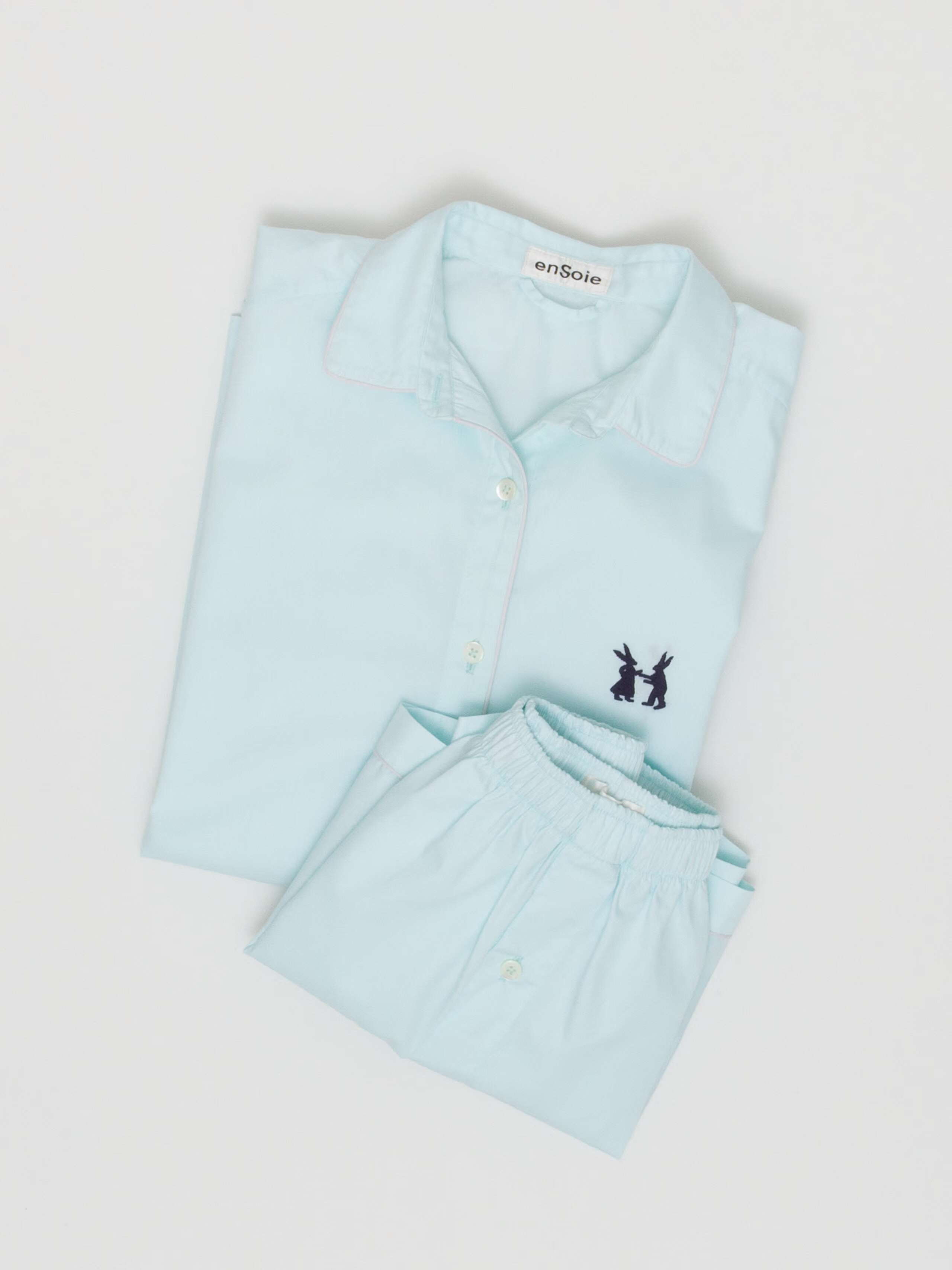 Daydream set in light blue cotton two piece tracksuit with blouse and short