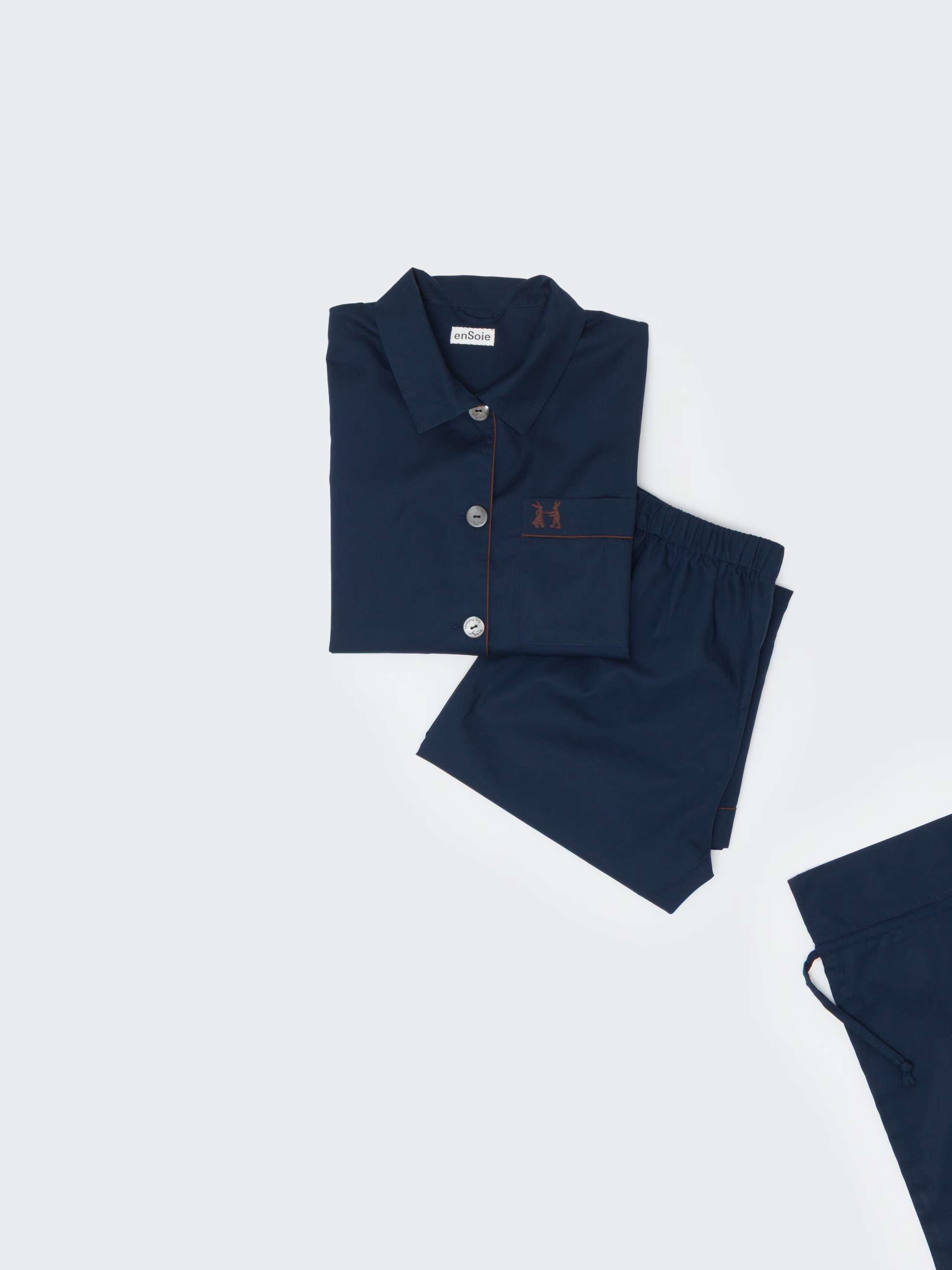 Valentin poplin pyjama set in cotton navy