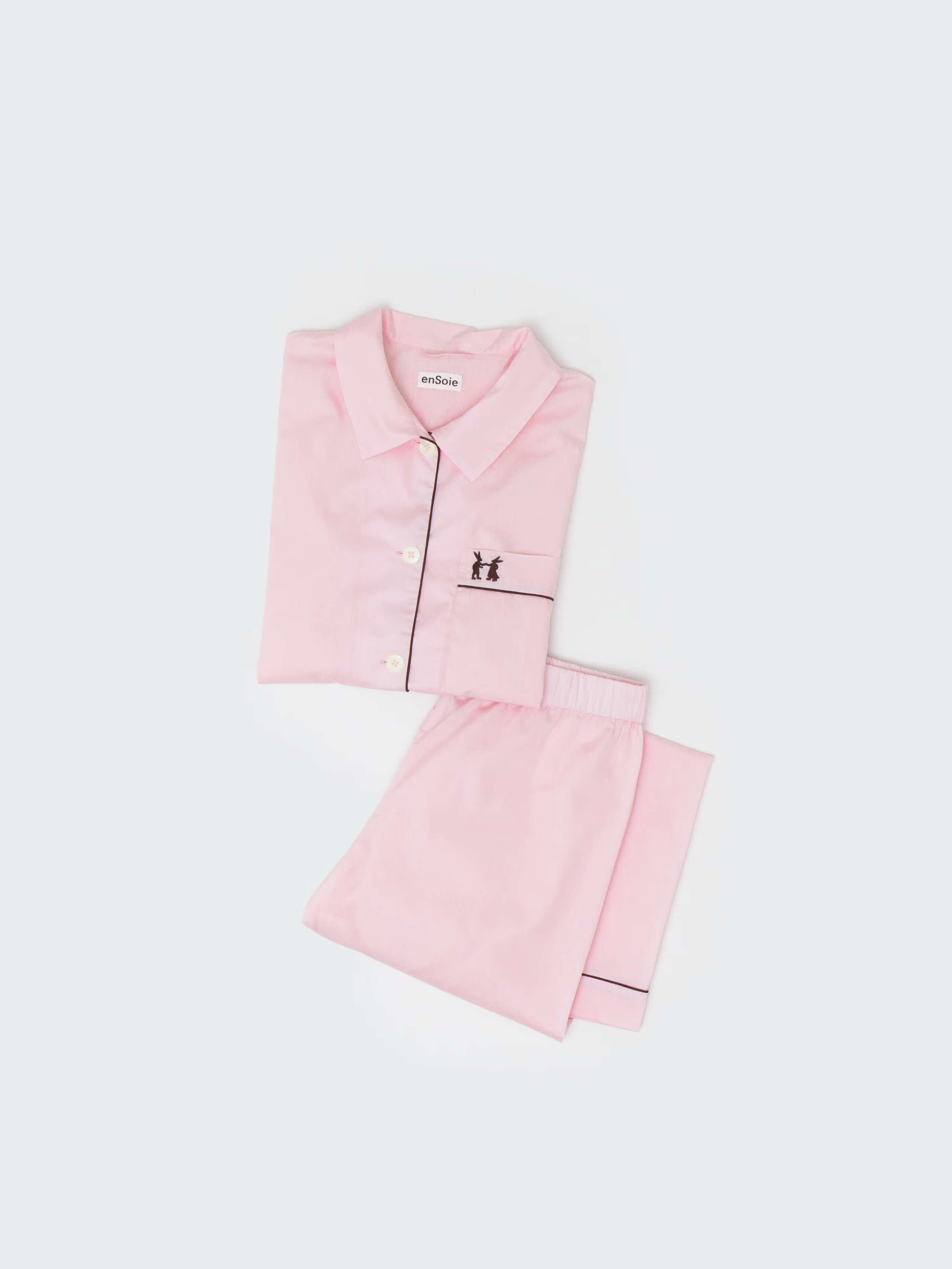 Valentin poplin pyjama set in cotton rose pink