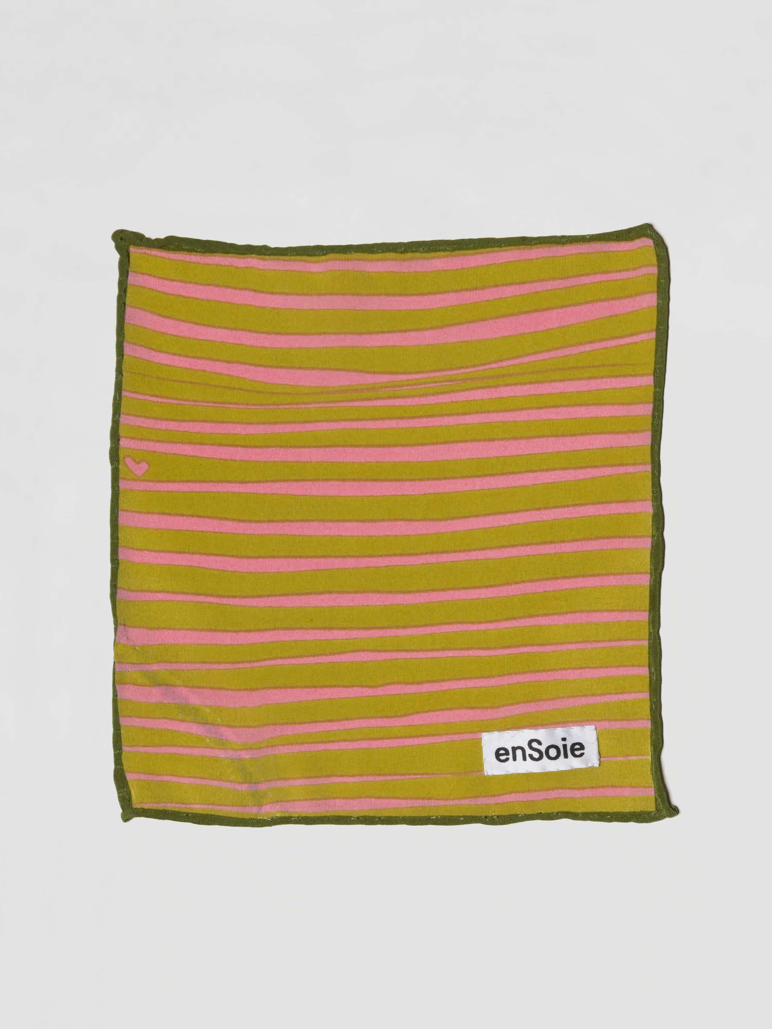 Carré Foulard 20 Silk, Stripes print, Olive, Rose