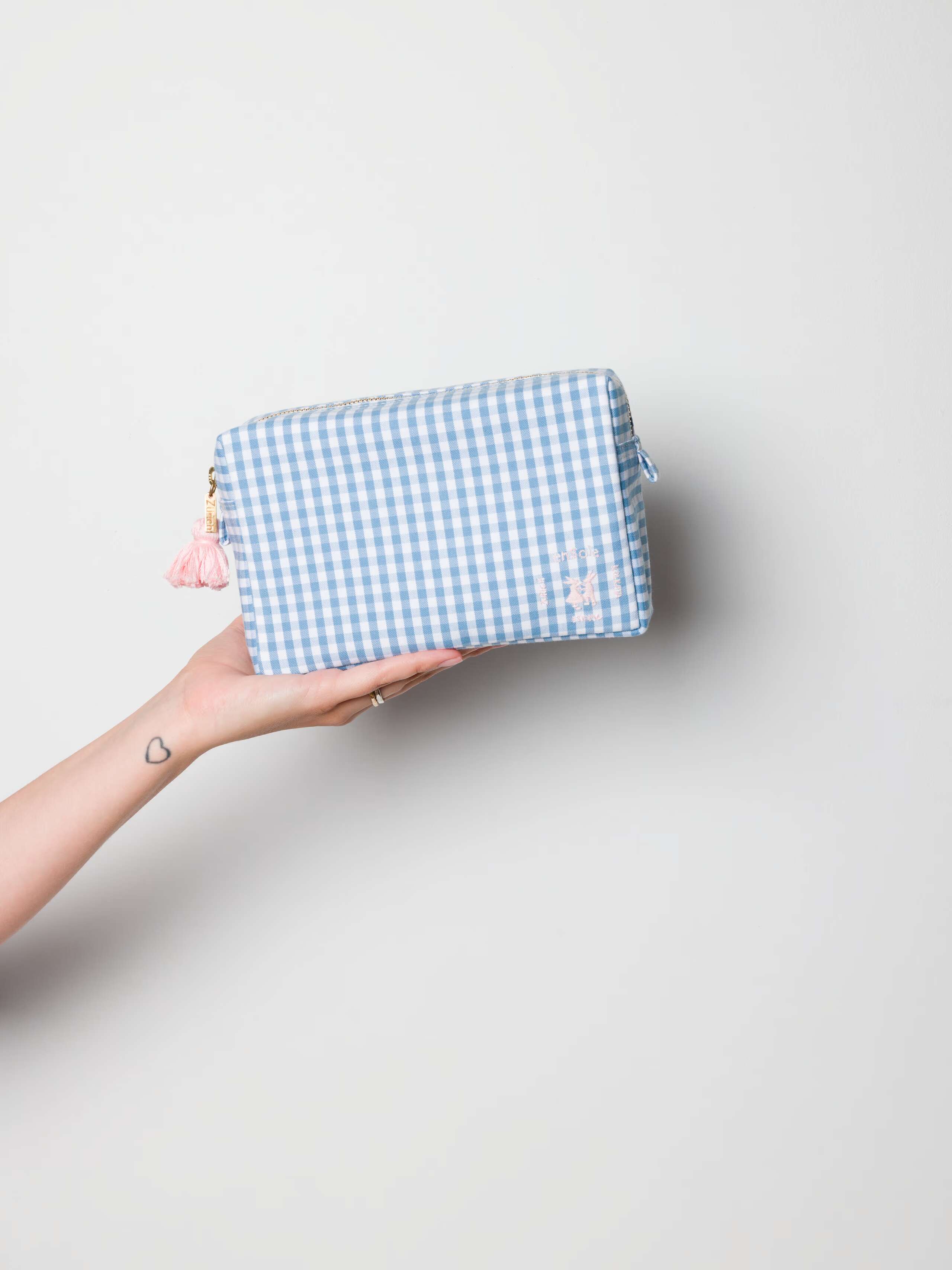 Tilda Toiletry bag small in cerulean blue vichy