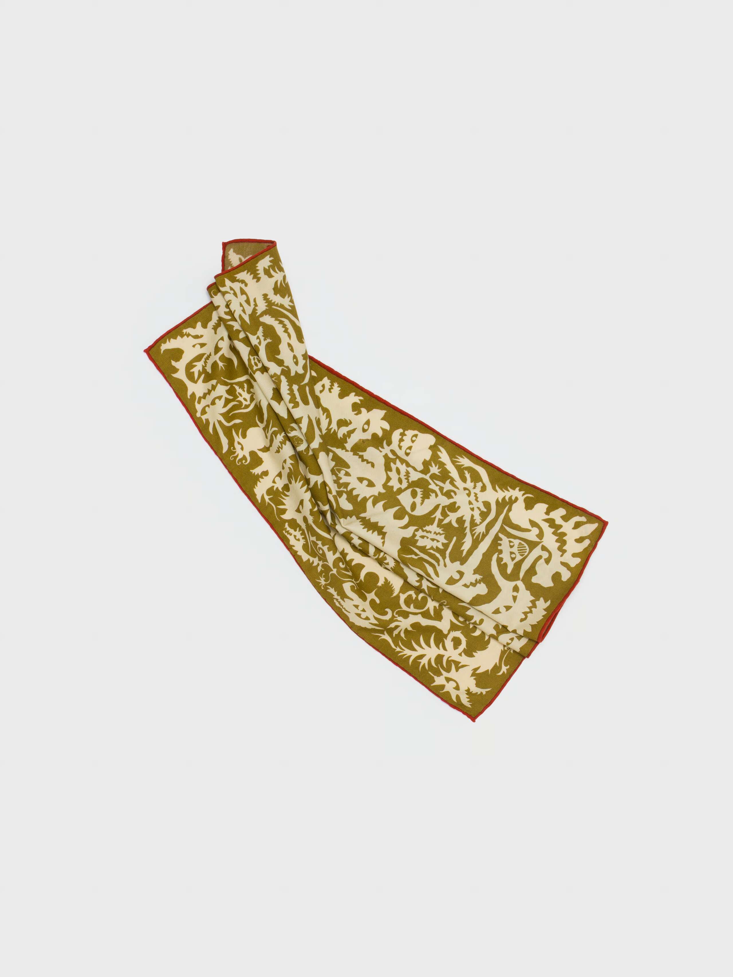 Picture of a foulards in olive green and light beige shades