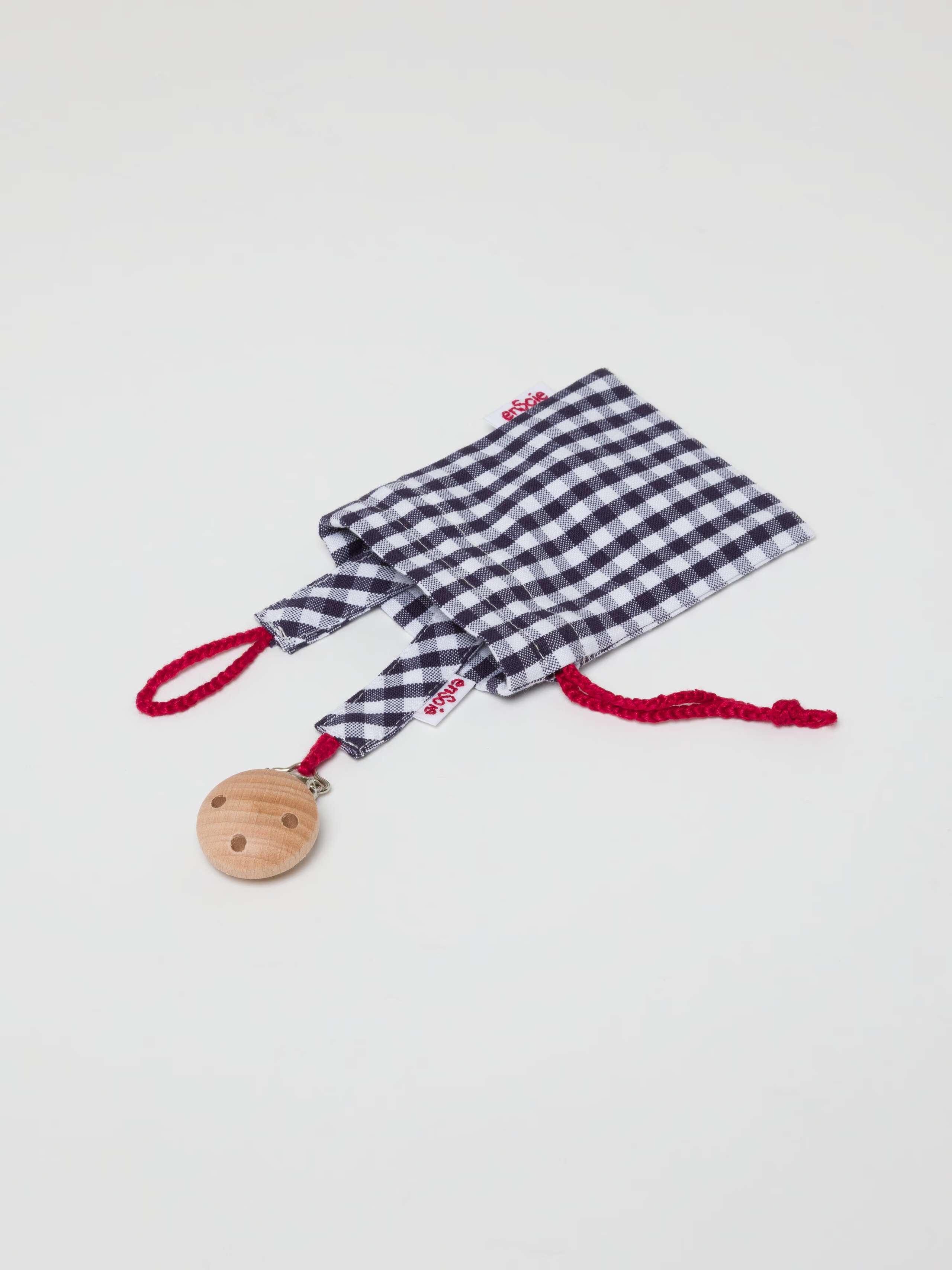 Finn pacifier strap in vichy cotton navy