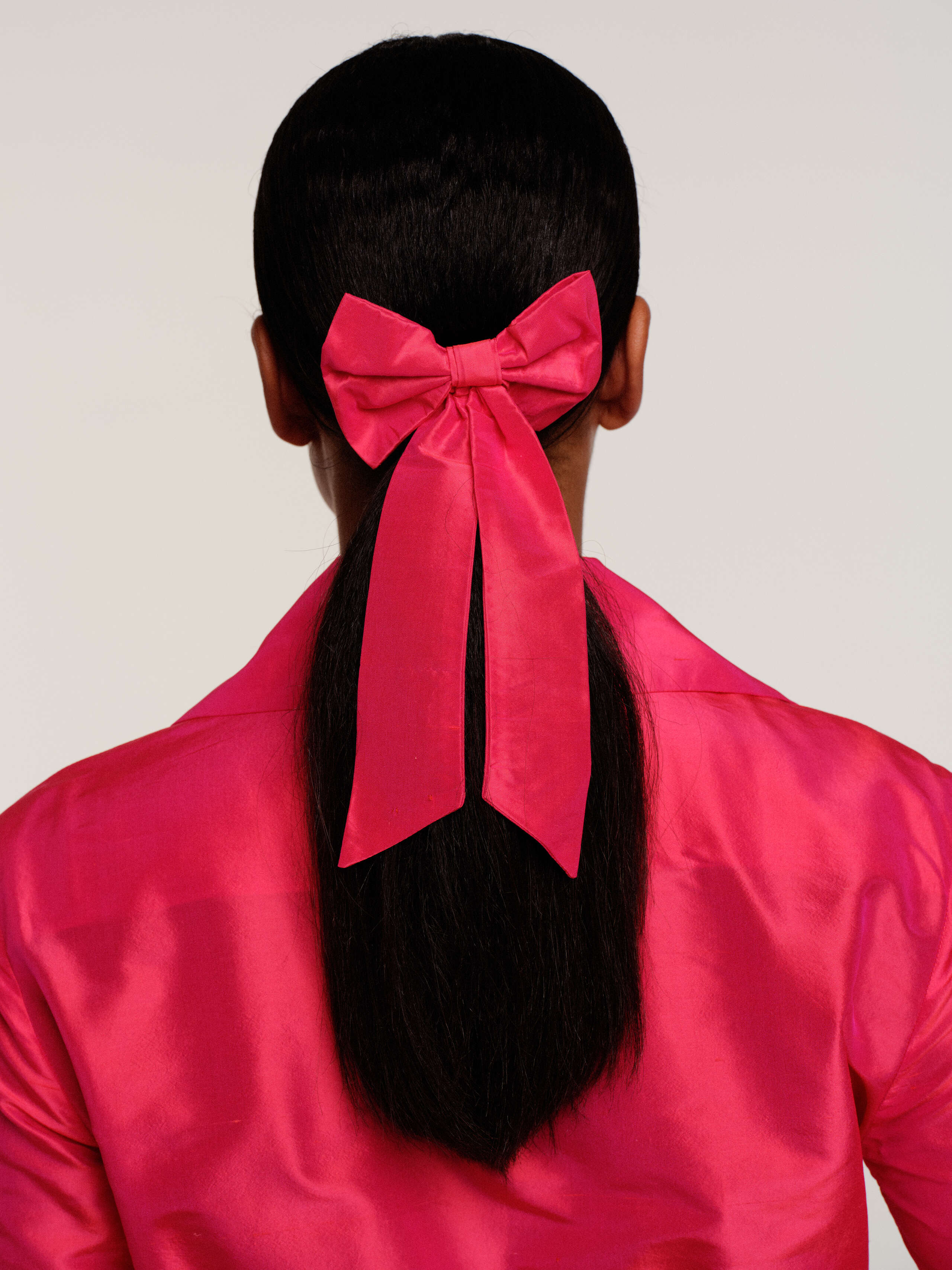 Lipstick pink doupion silk delphine dress long