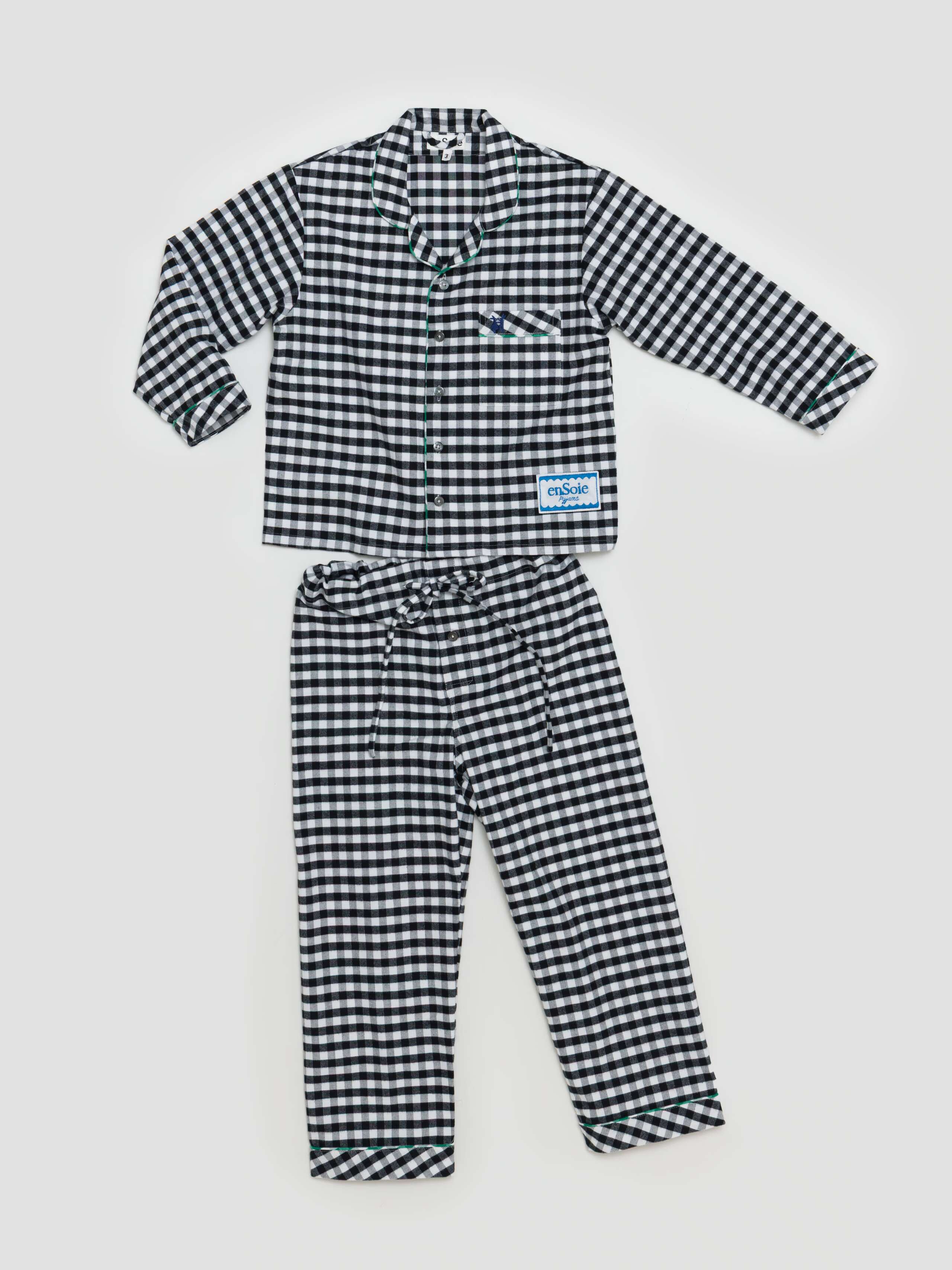 Cotton flannel vichy Pyjama for Kids in Black