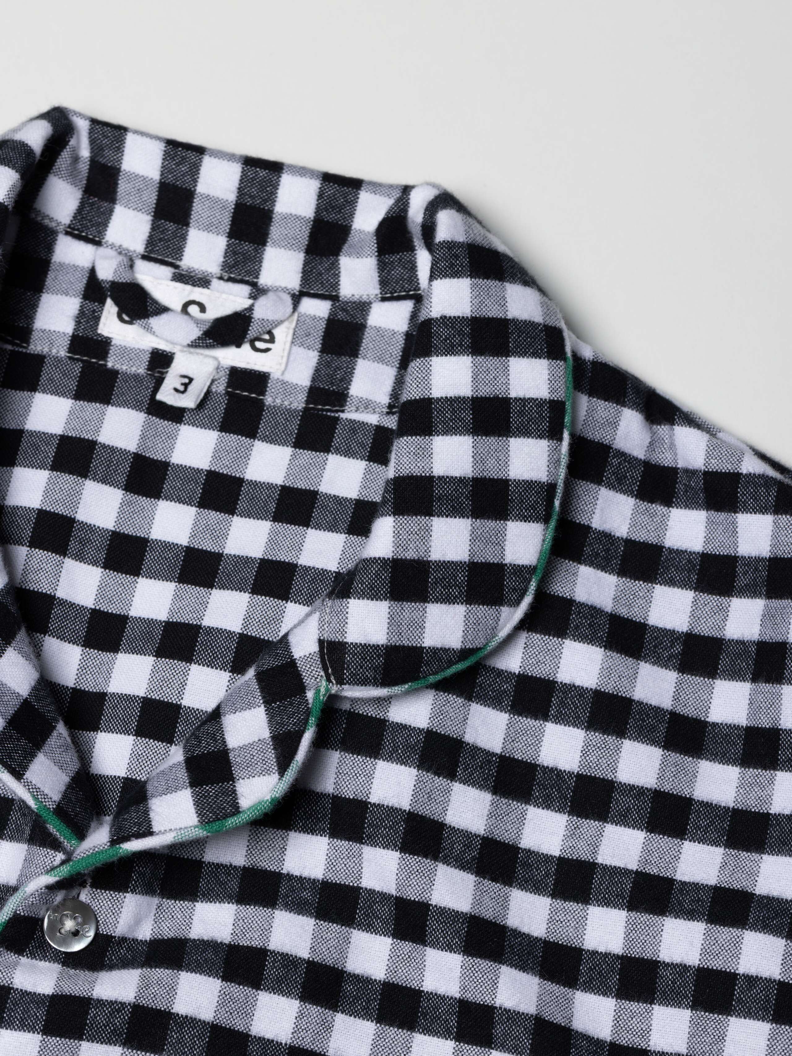 Cotton flannel vichy Pyjama for Kids in Black Detail