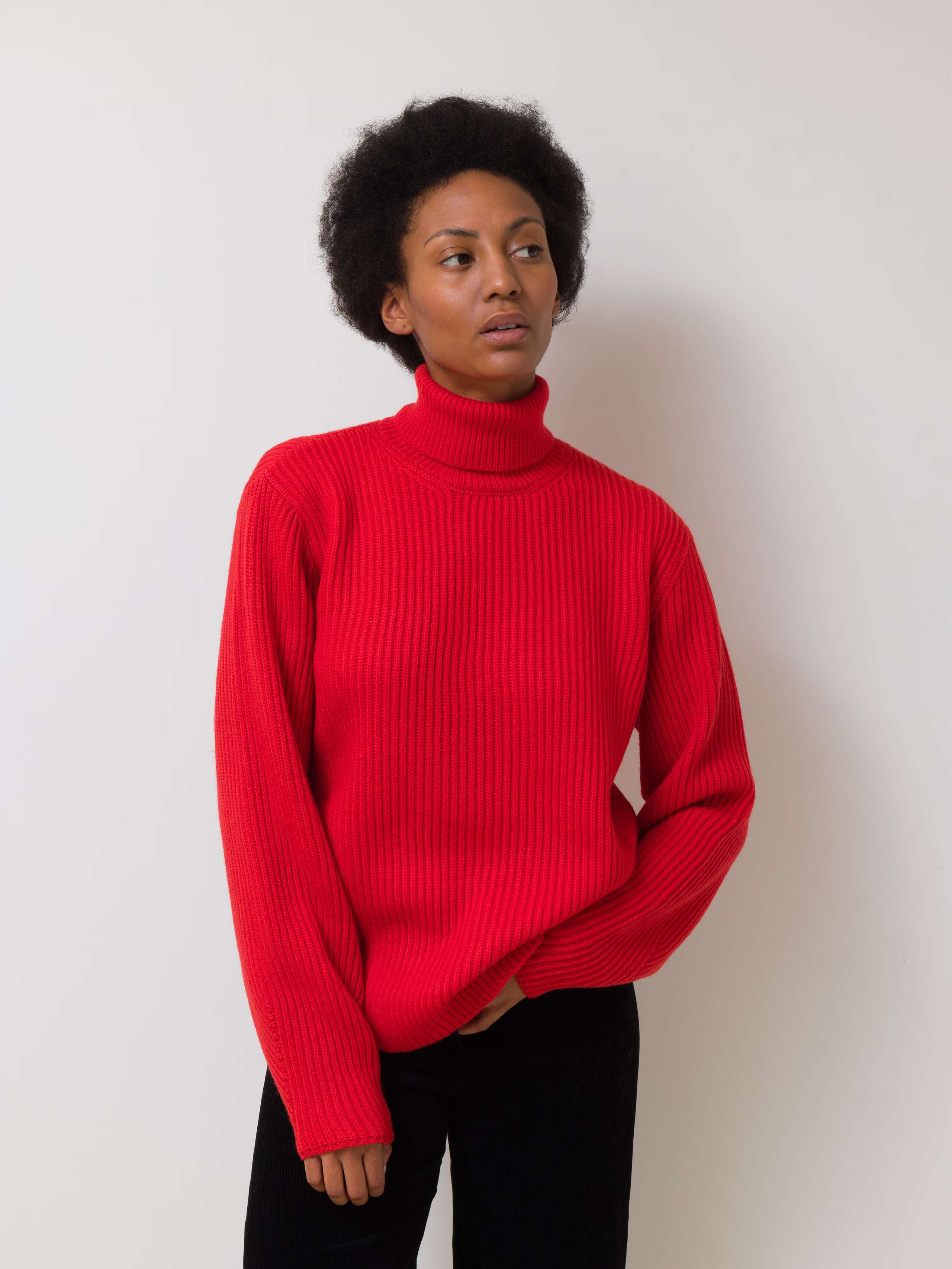 Eira wool turtleneck wool sweater in red