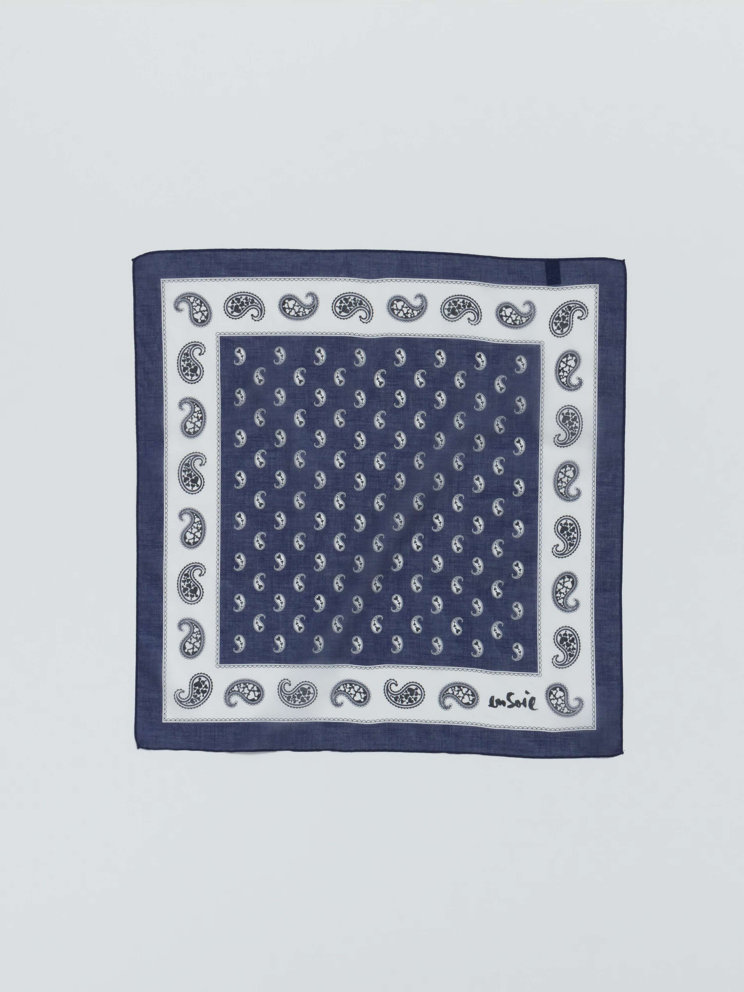 Paisley light cotton voile foulard in navy