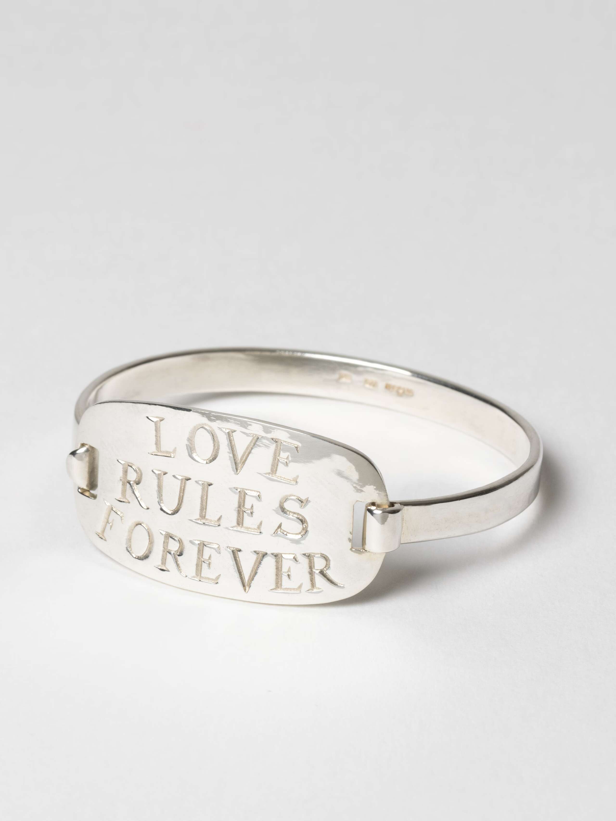 Love Rules Forever Tag Bangle front view