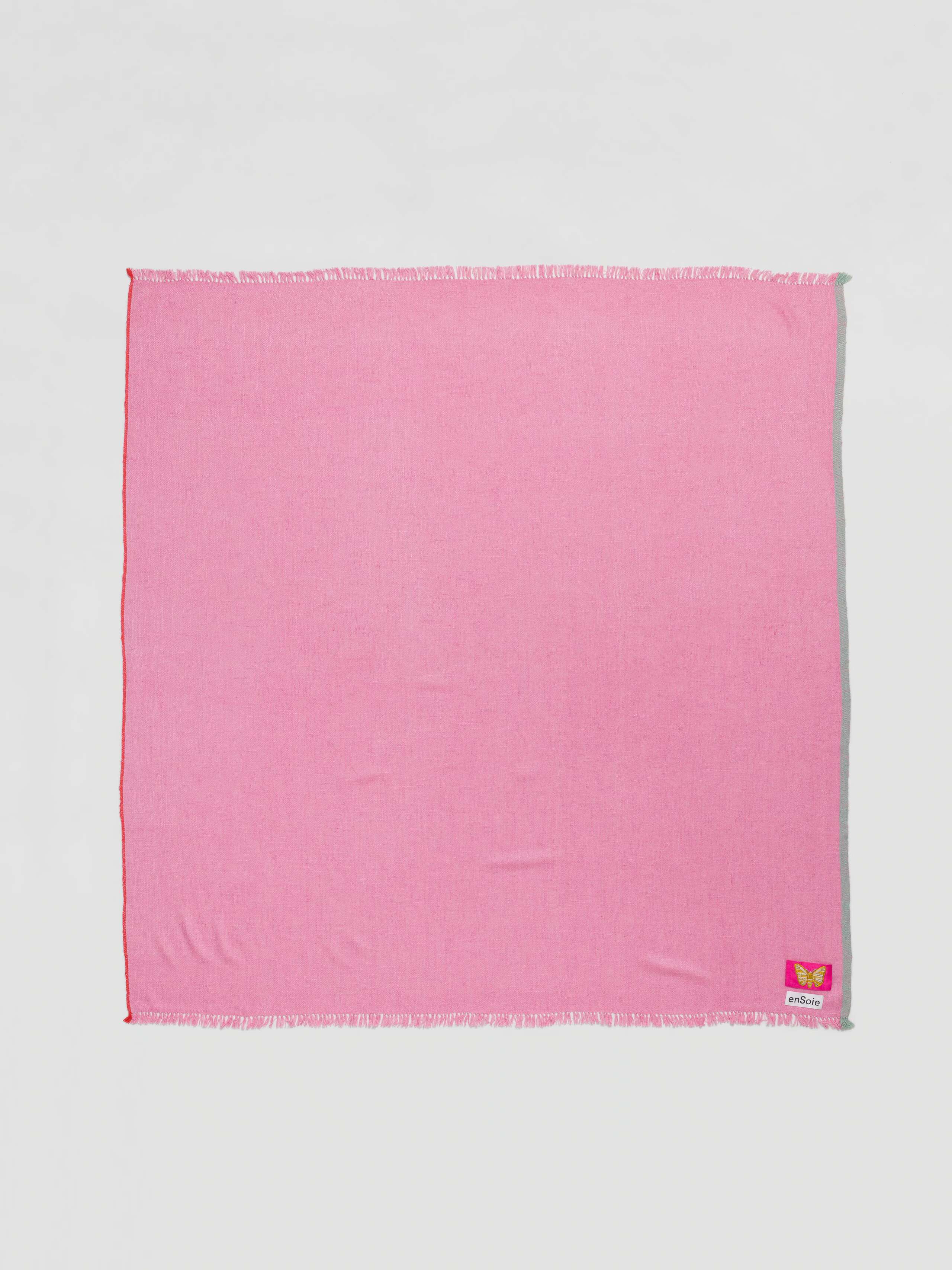 Picture of the square Blia handspun silk stole in rose pink