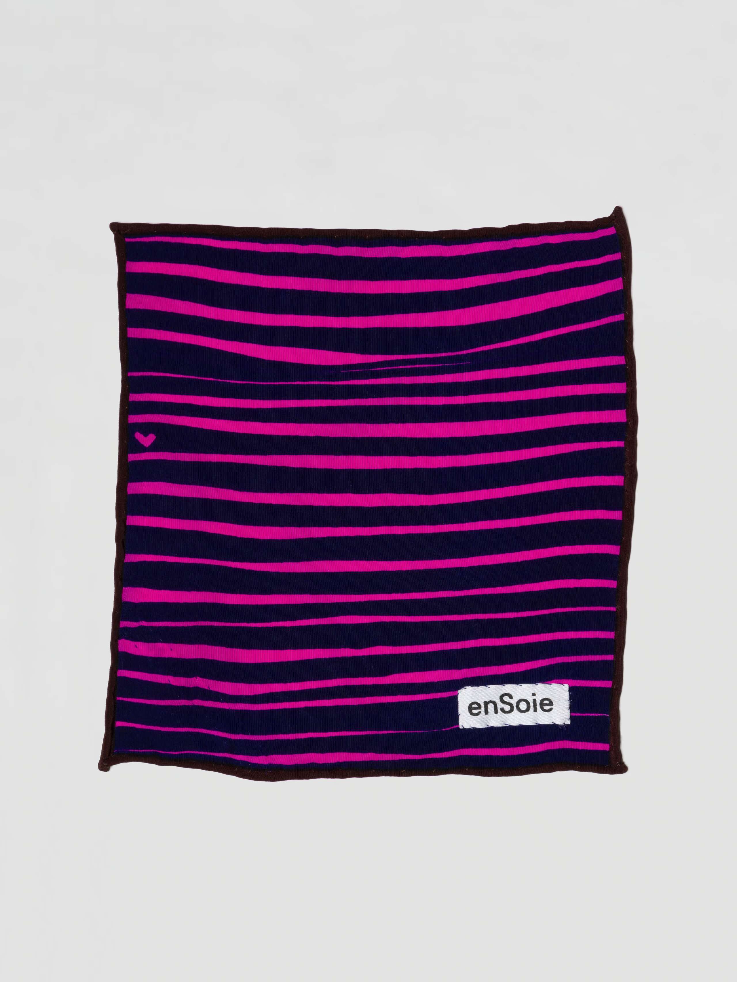 Carré Foulard 20 Silk, Stripes print, Shocking Pink, Navy