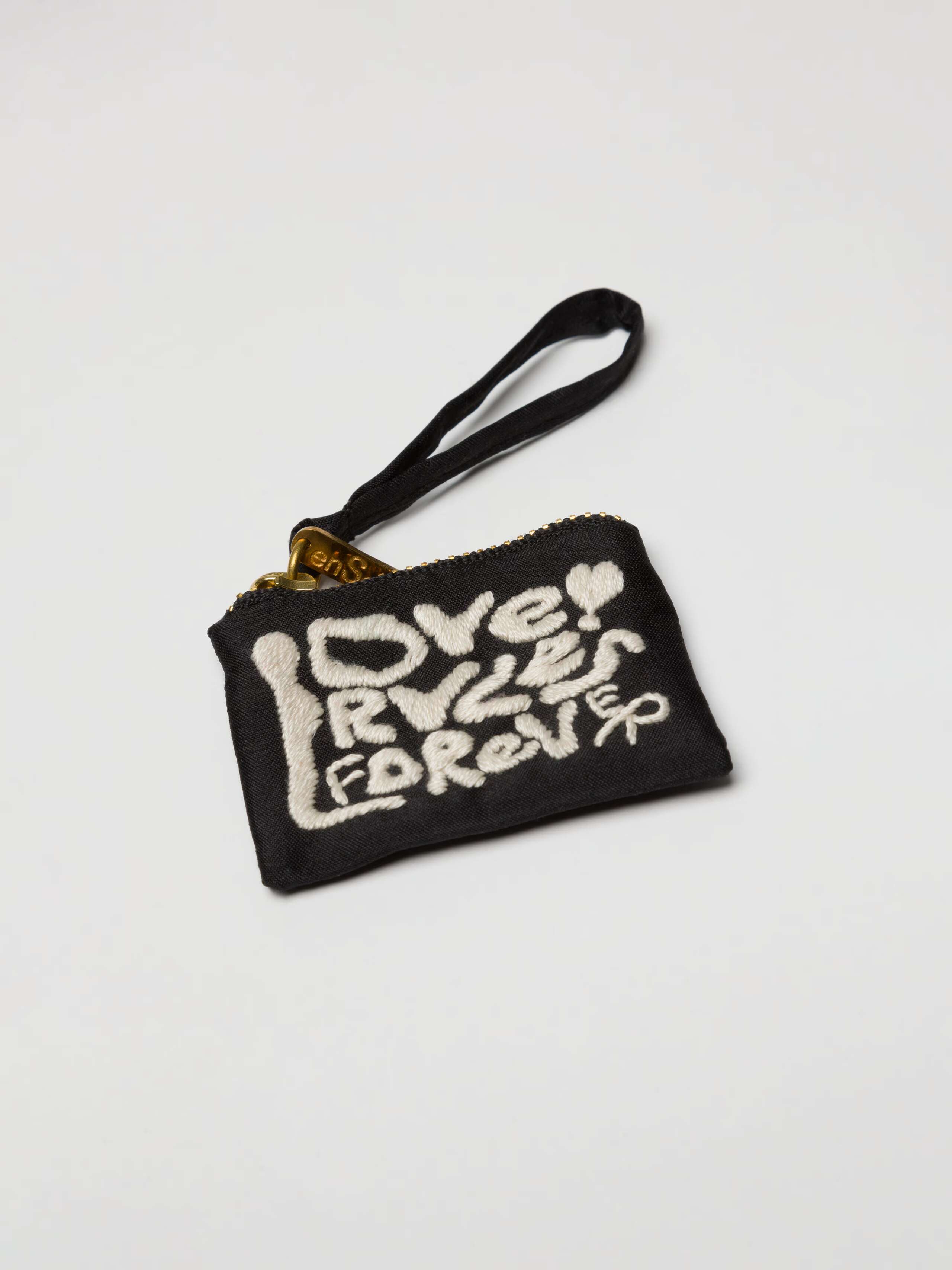 Fancy charms LRF clutch miniature charm in black silk embroidered
