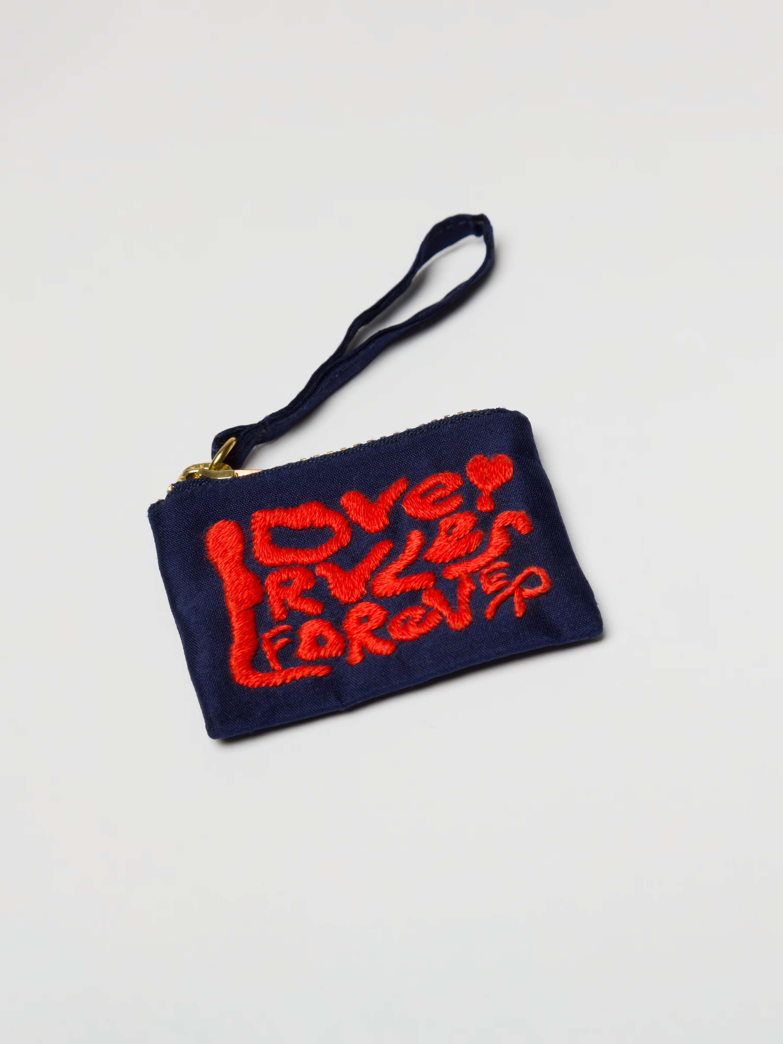 Fancy charms LRF clutch miniature charm in navy silk embroidered