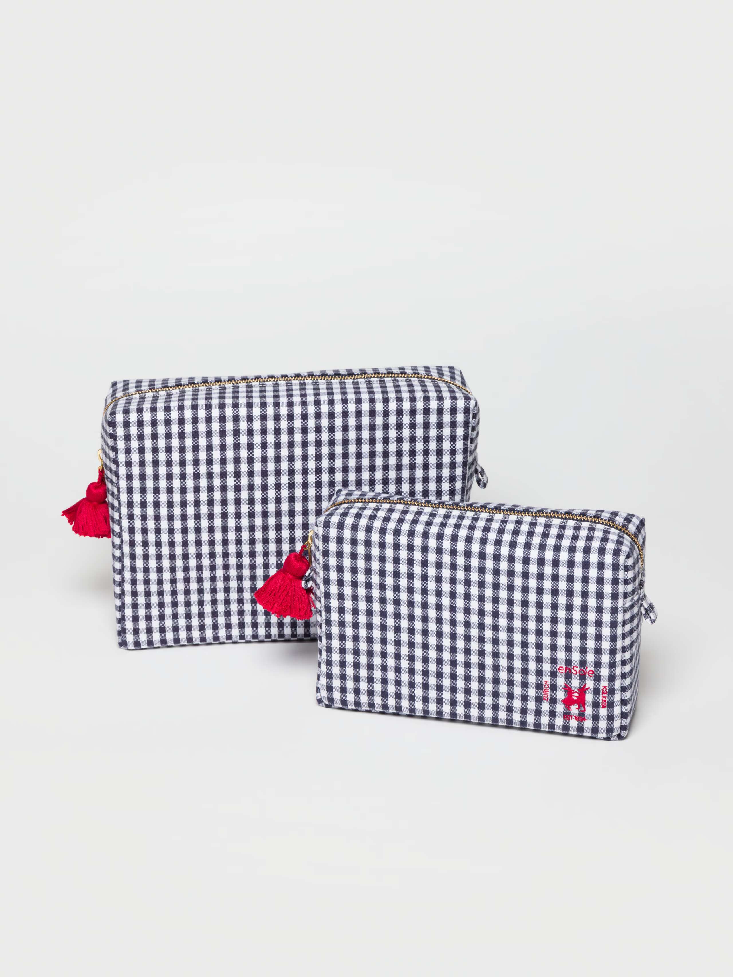 Tilda Toiletry Bag in Zurich navy vichy, size small and large