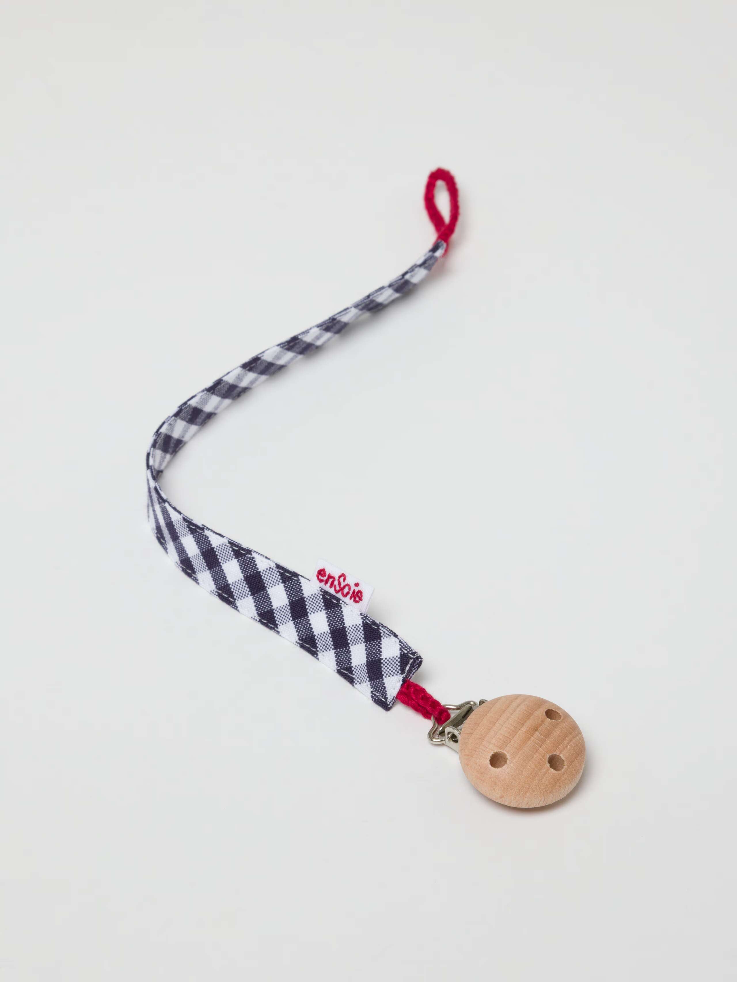 Finn pacifier strap in vichy cotton navy