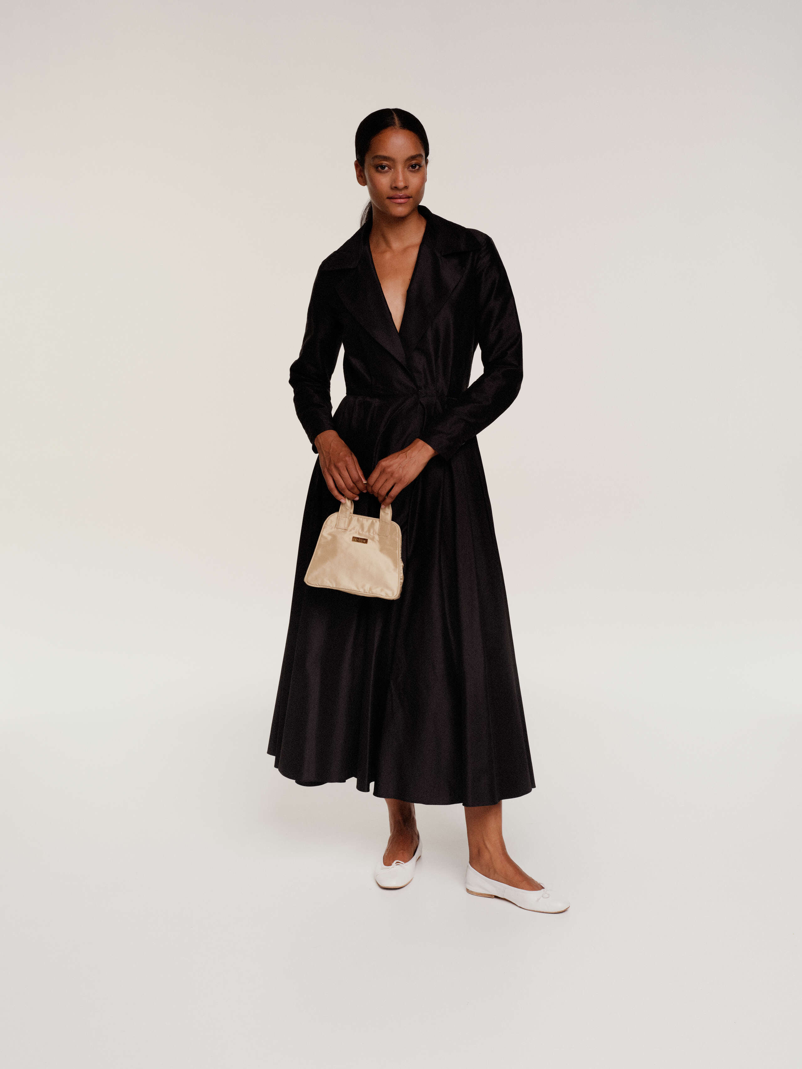 Best black long Delphine dress in silk